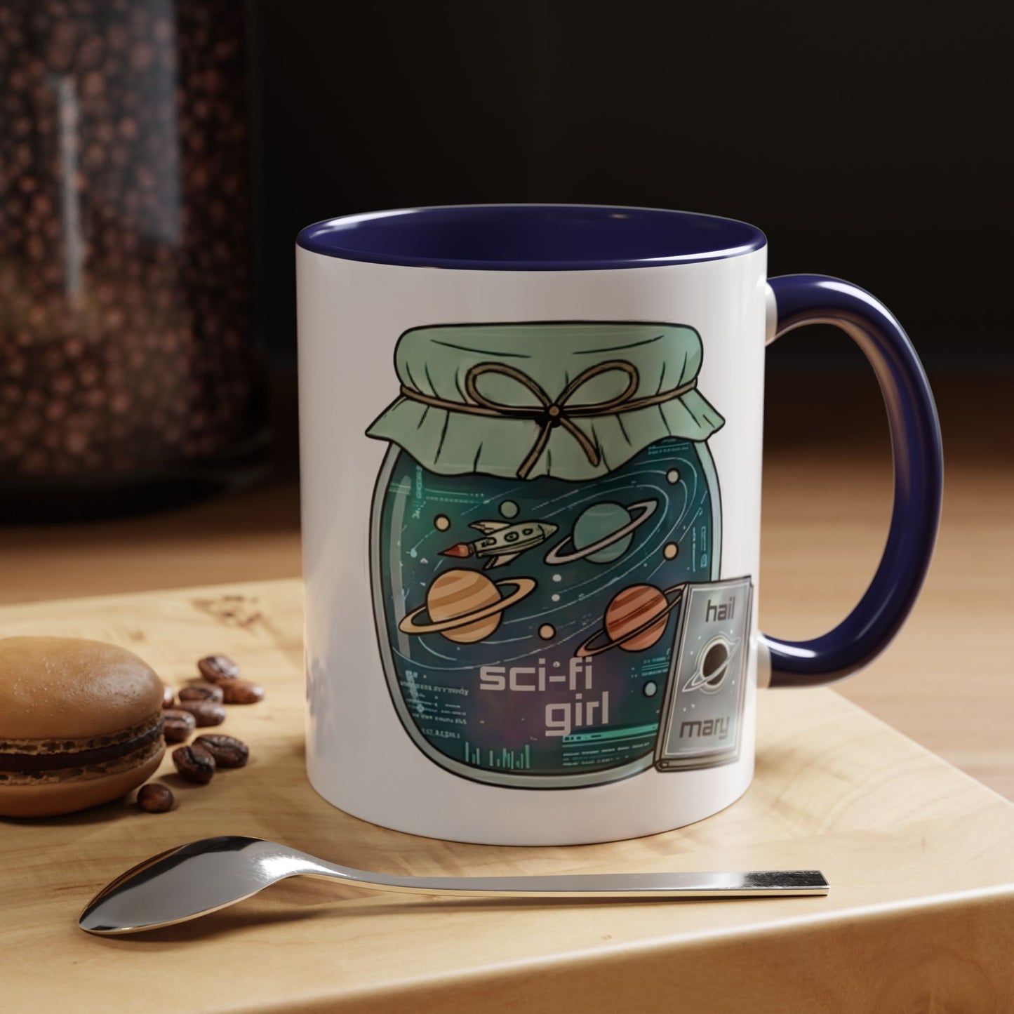 "Sci‑Fi Girl" JamJar Mug — Space Planets Accent Coffee Cup (11/15oz)