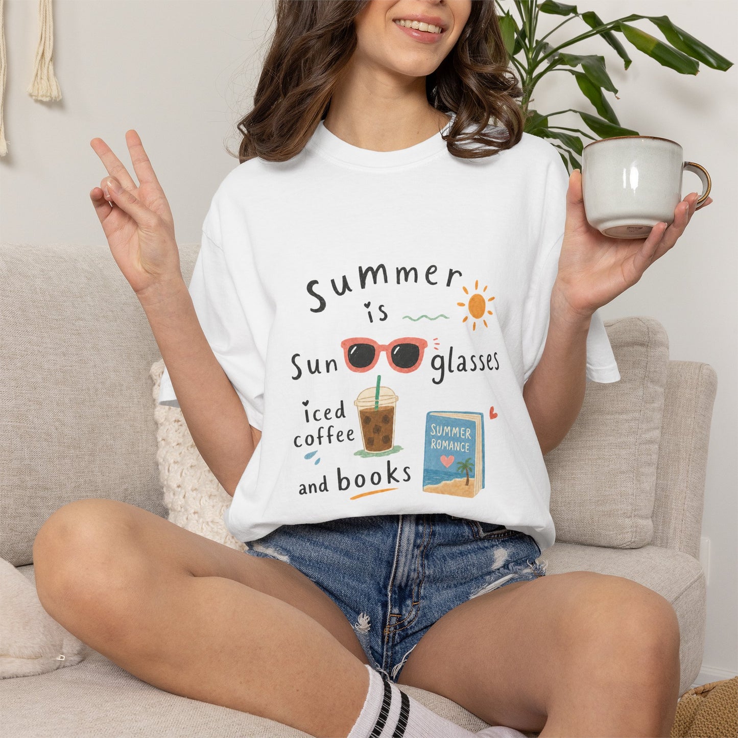 "Summer Is Sunglasses, Iced Coffee & Books" T-Shirt