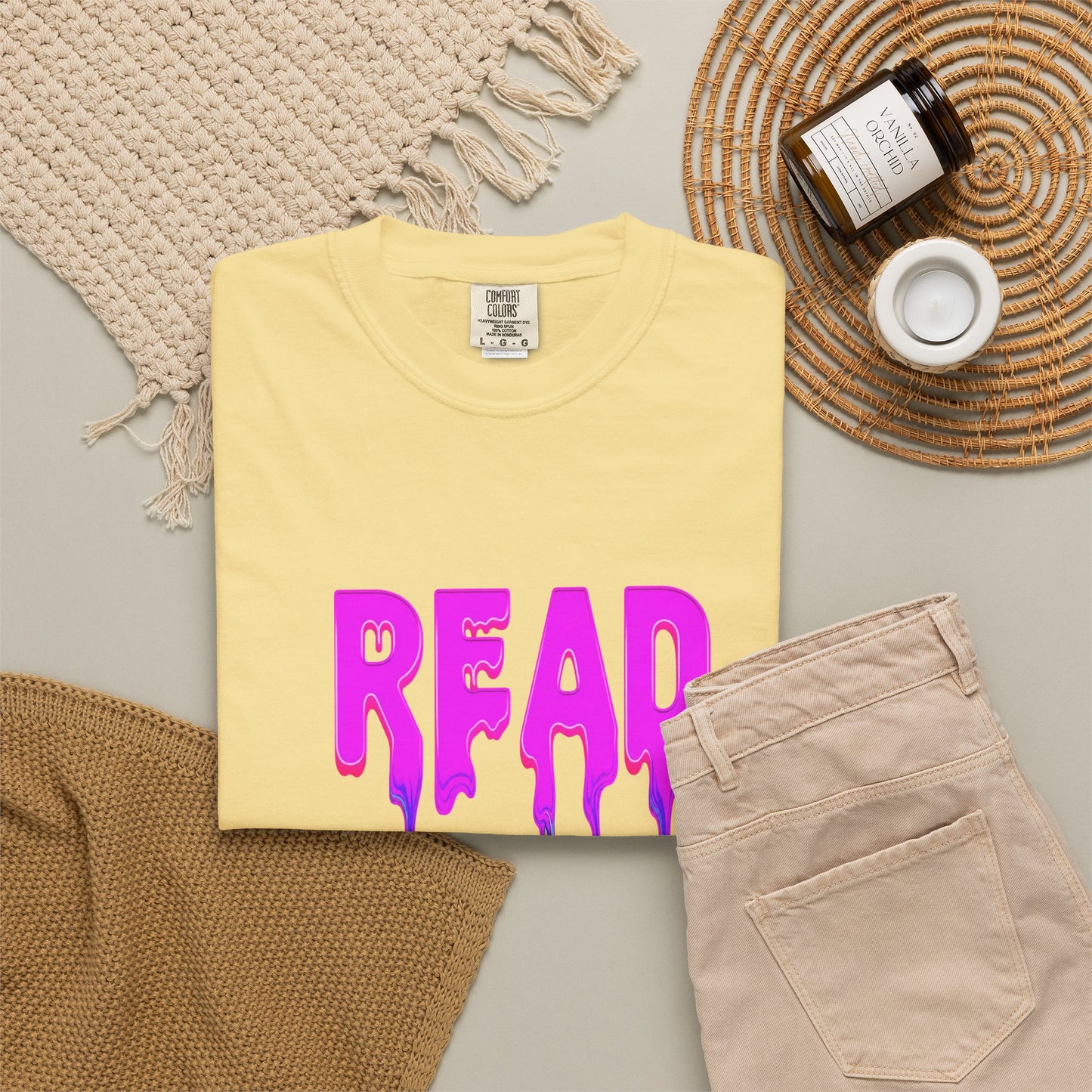 "READ" Dripping Graphic T-Shirt — Psychedelic Melting Book Design