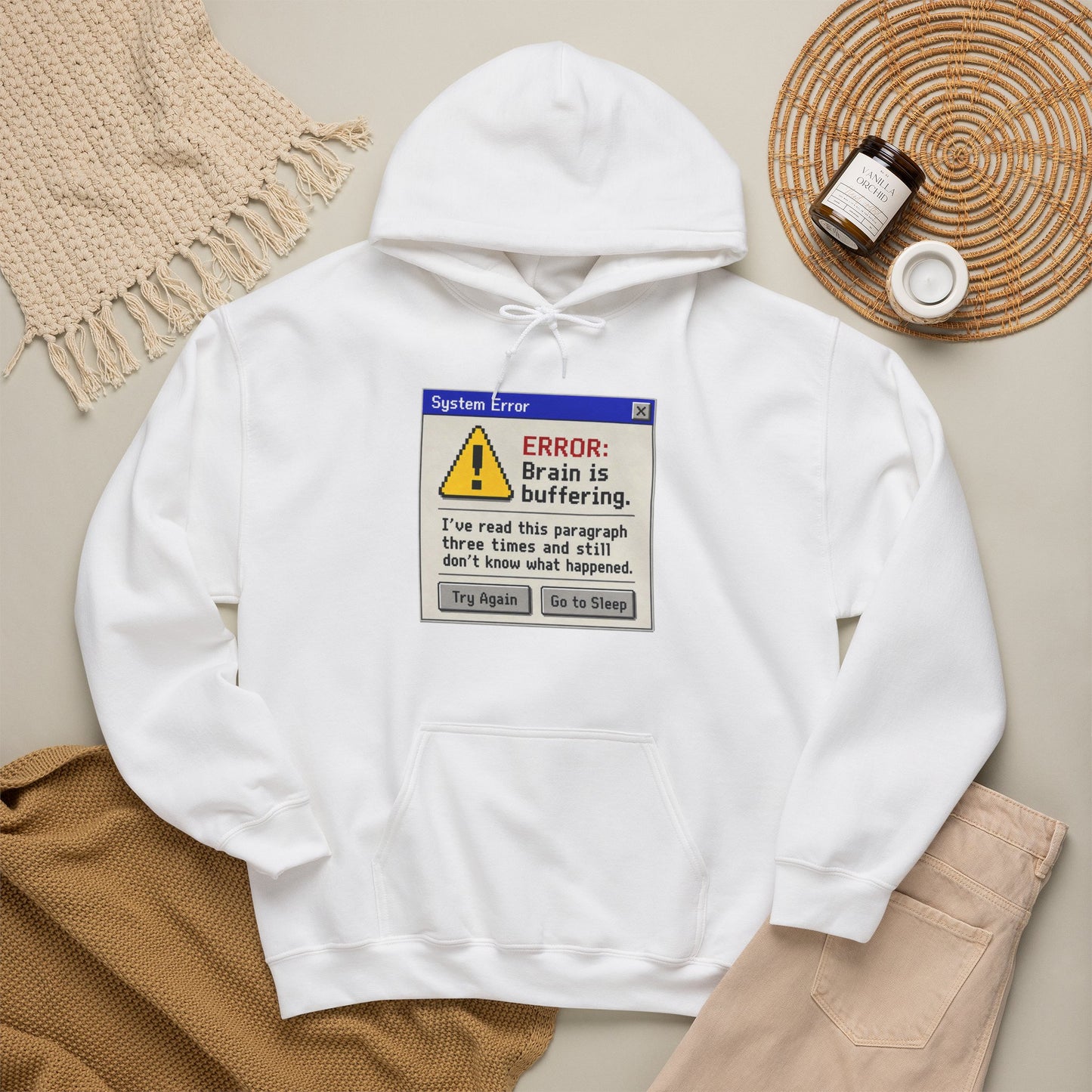 Neurospicy "ERROR: Brain is buffering" Retro Computer Alert Graphic Hoodie