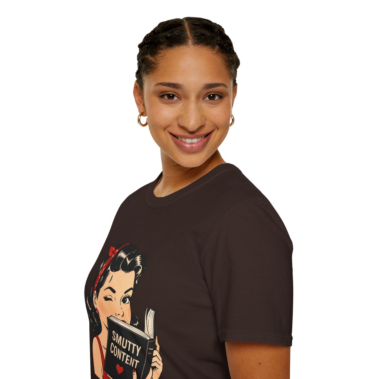 Lightweight Fabric - Vintage Pin-up Reading Tee — "Smutty Content" Graphic T-Shirt