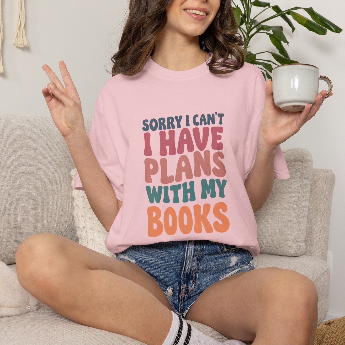 Book Lover T-Shirt — "Sorry I Can't, I Have Plans With My Books" Graphic Tee