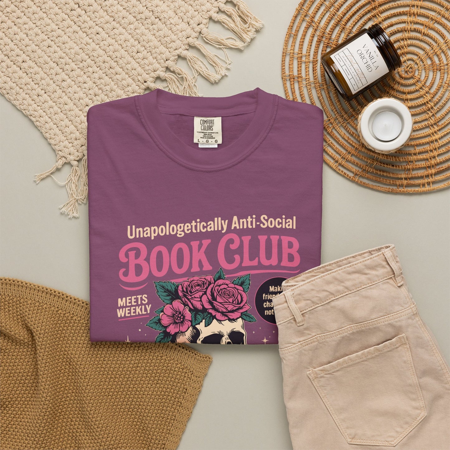"Unapologetically Anti-Social Book Club" T-Shirt — Skull & Books Graphic Tee for Avid Readers