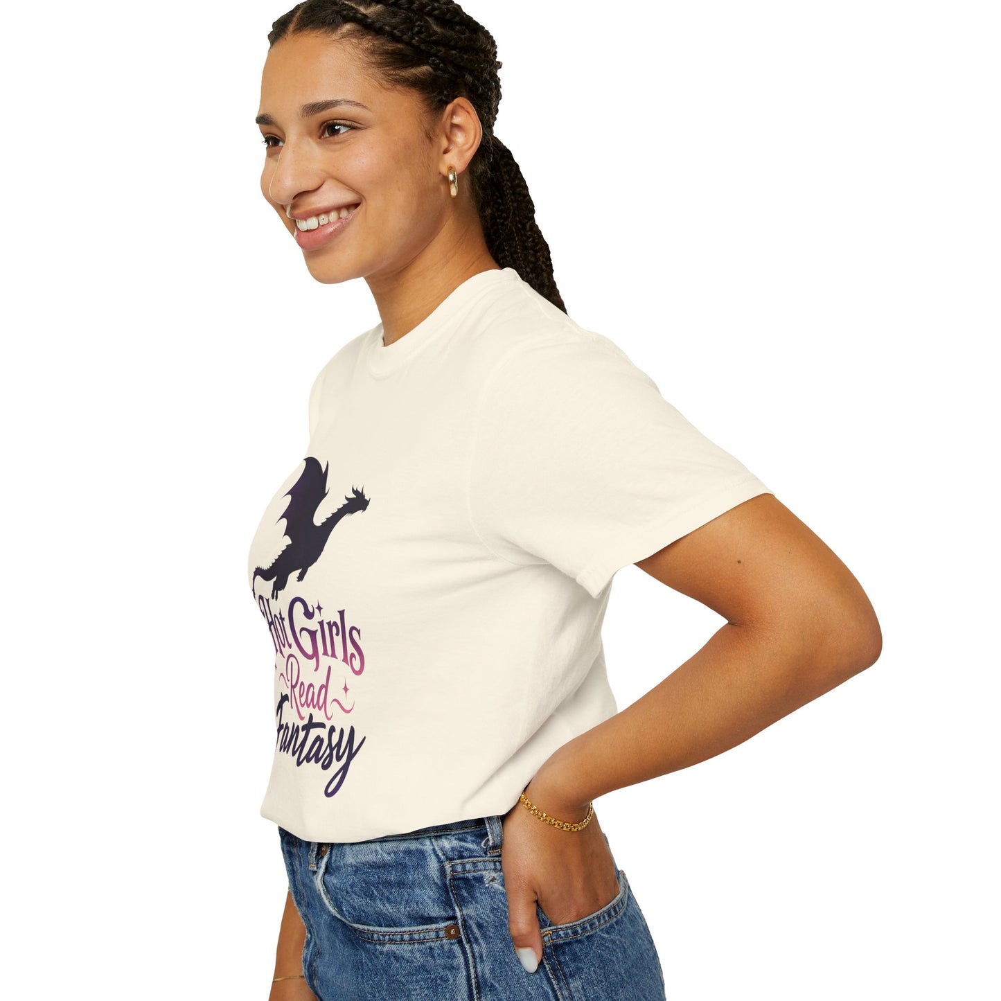 Fantasy Reader T‑Shirt — "Hot Girls Read Fantasy" Dragon Graphic
