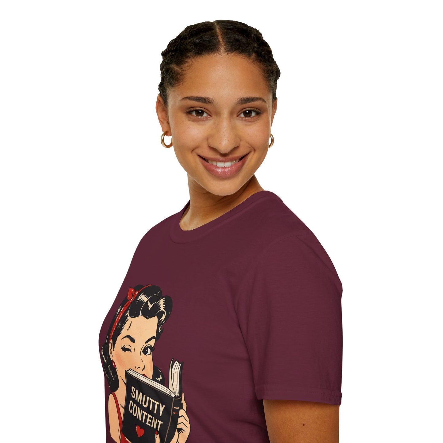 Lightweight Fabric - Vintage Pin-up Reading Tee — "Smutty Content" Graphic T-Shirt