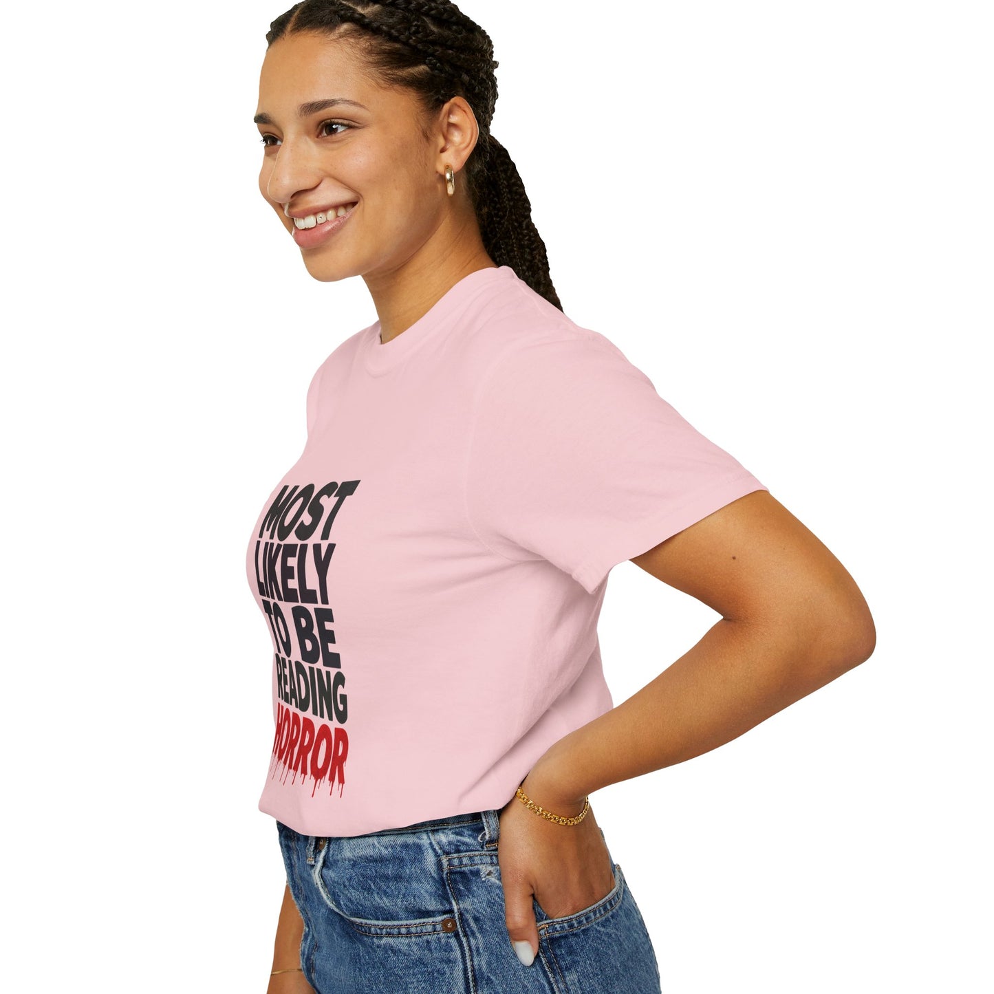 Horror Reader T-Shirt — "Most Likely to Be Reading Horror" Graphic Tee