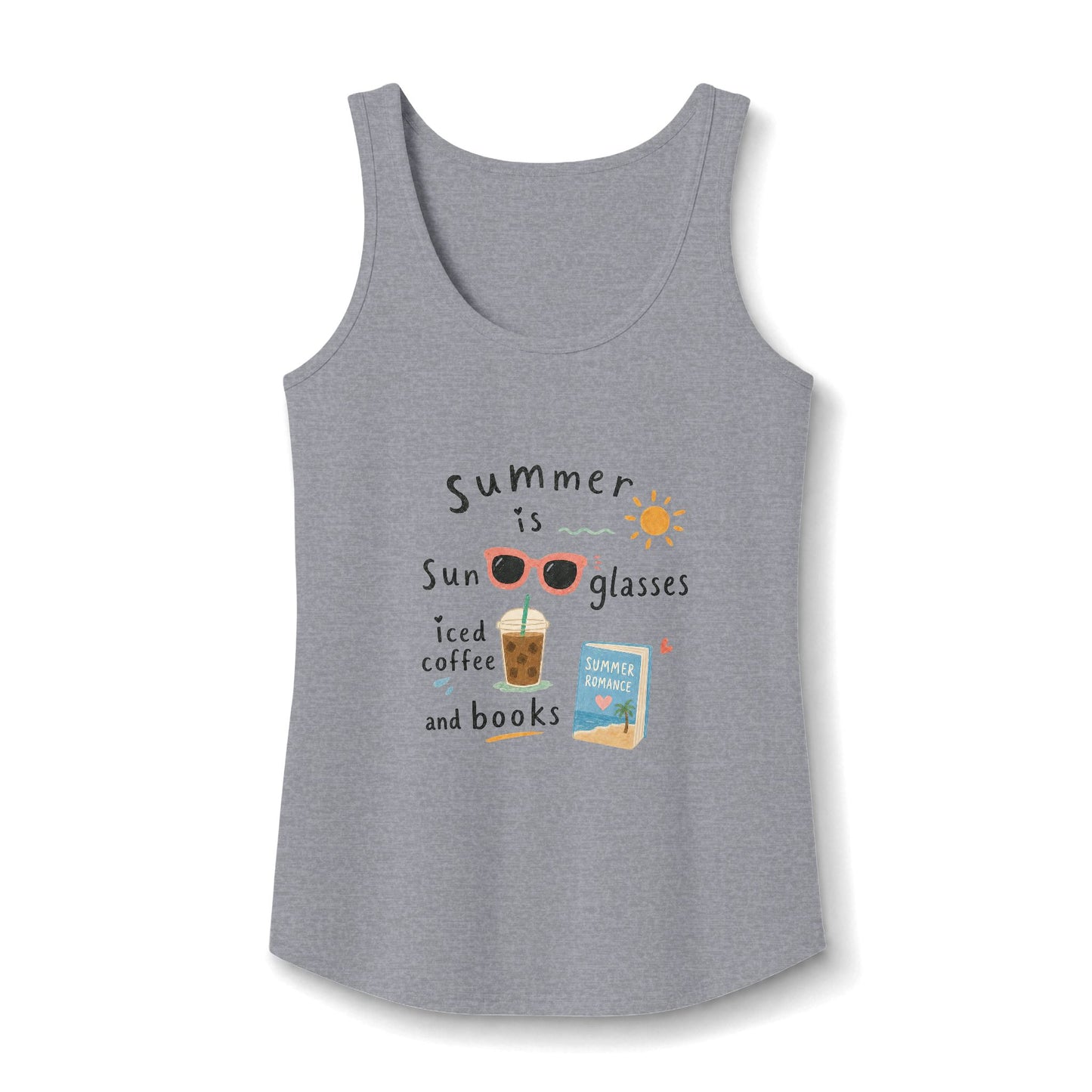 "Summer Is Sunglasses Iced Coffee & Books" Tank Top