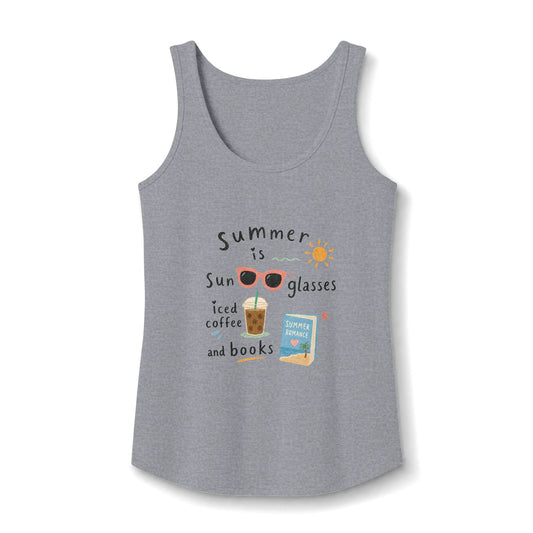 "Summer Is Sunglasses Iced Coffee & Books" Tank Top