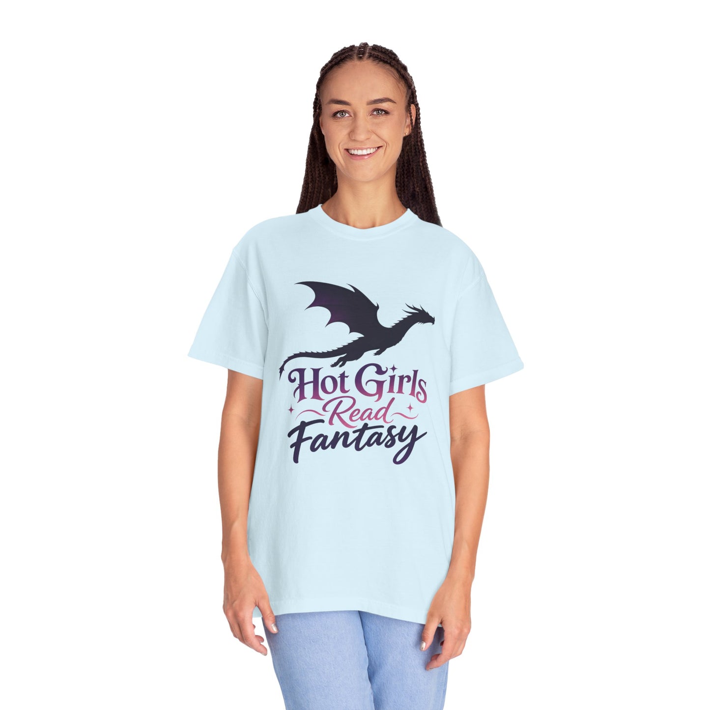 Fantasy Reader T‑Shirt — "Hot Girls Read Fantasy" Dragon Graphic
