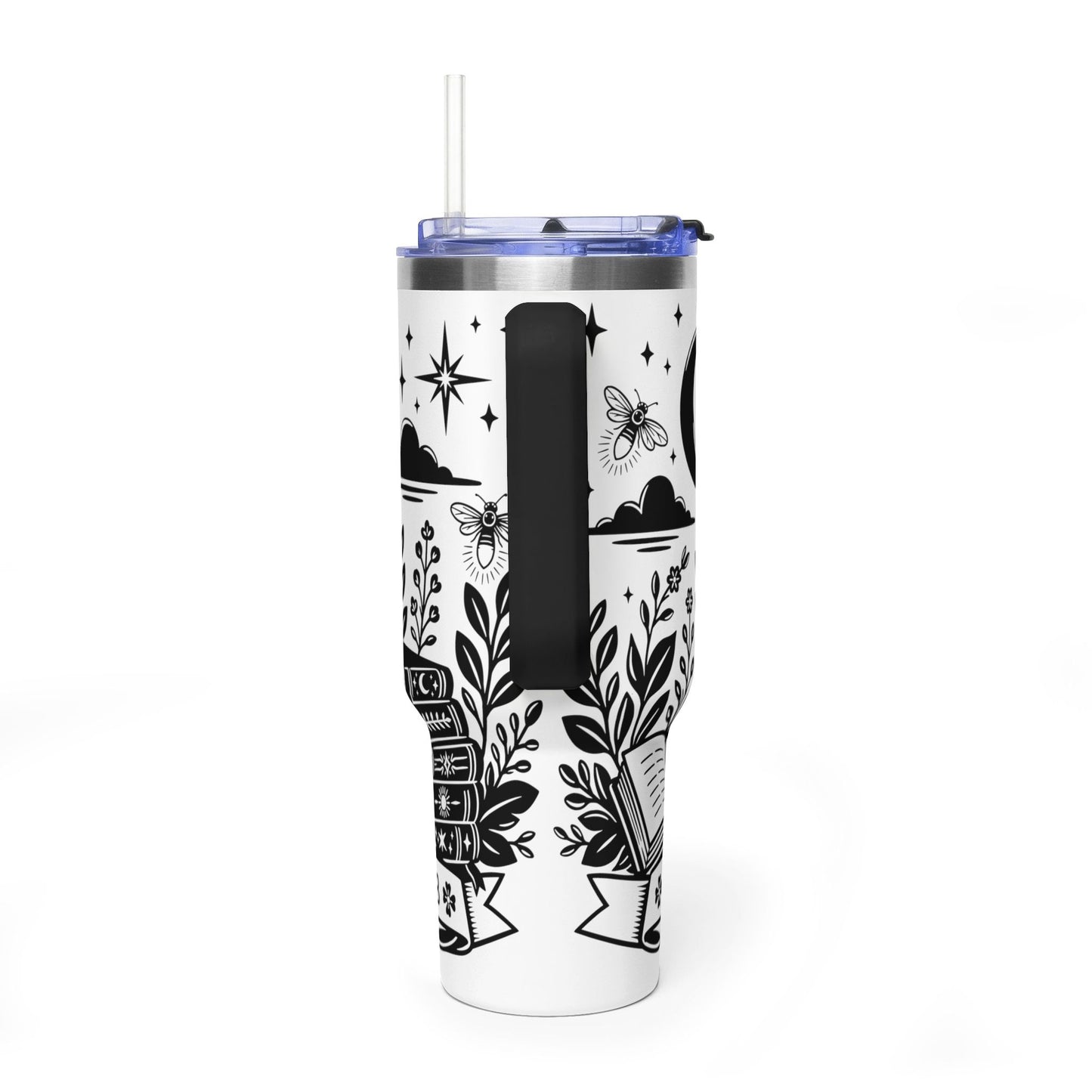 40oz Vacuum Tumbler — "Late Night Reading Club" Lantern & Moon Book Lover Travel Mug