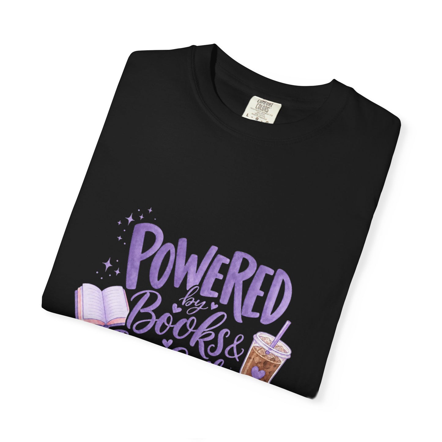 Book Lover T‑Shirt — "Powered by Books & Iced Coffee" Graphic Tee
