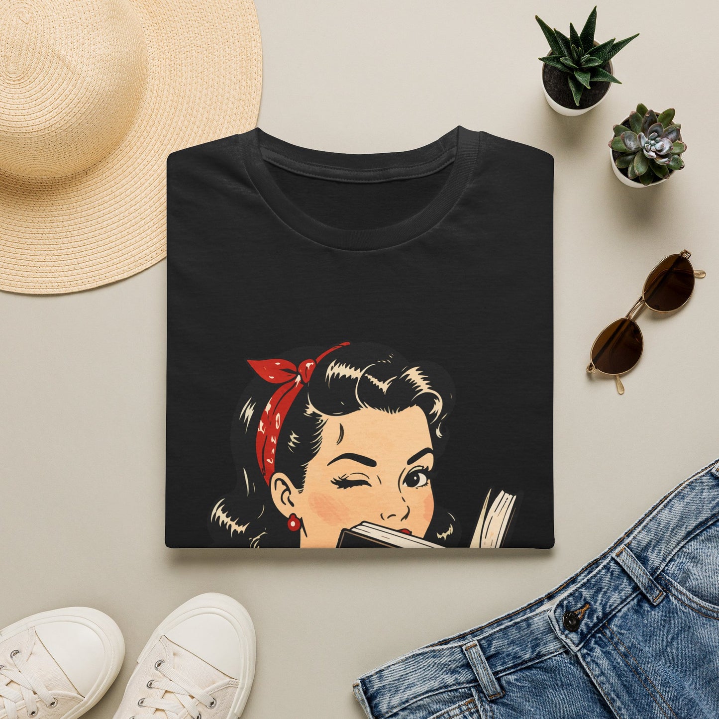 Lightweight Fabric - Vintage Pin-up Reading Tee — "Smutty Content" Graphic T-Shirt
