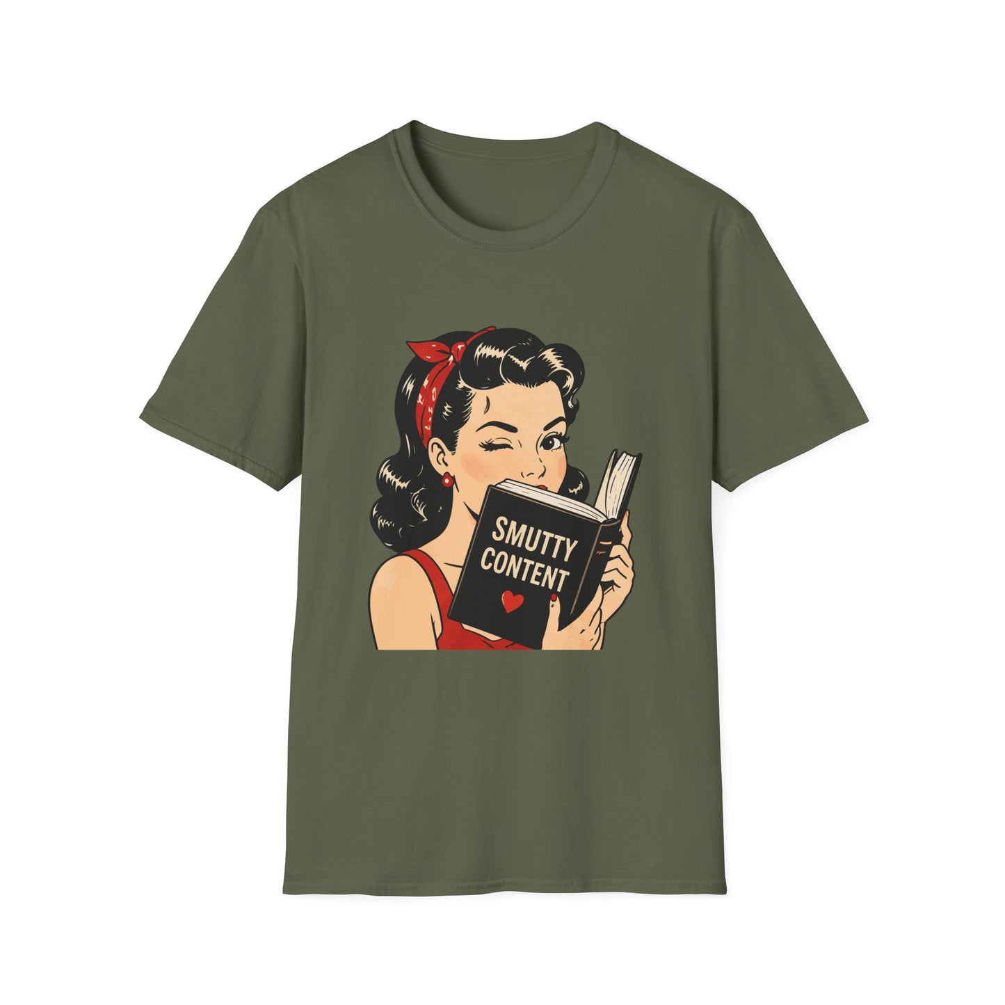 Lightweight Fabric - Vintage Pin-up Reading Tee — "Smutty Content" Graphic T-Shirt