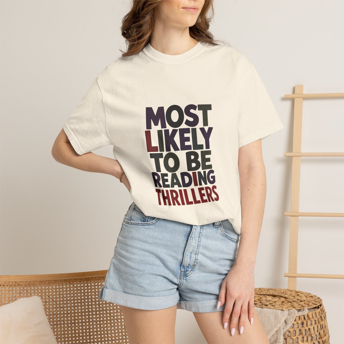 “Most Likely to Be Reading Thrillers” Graphic T-shirt