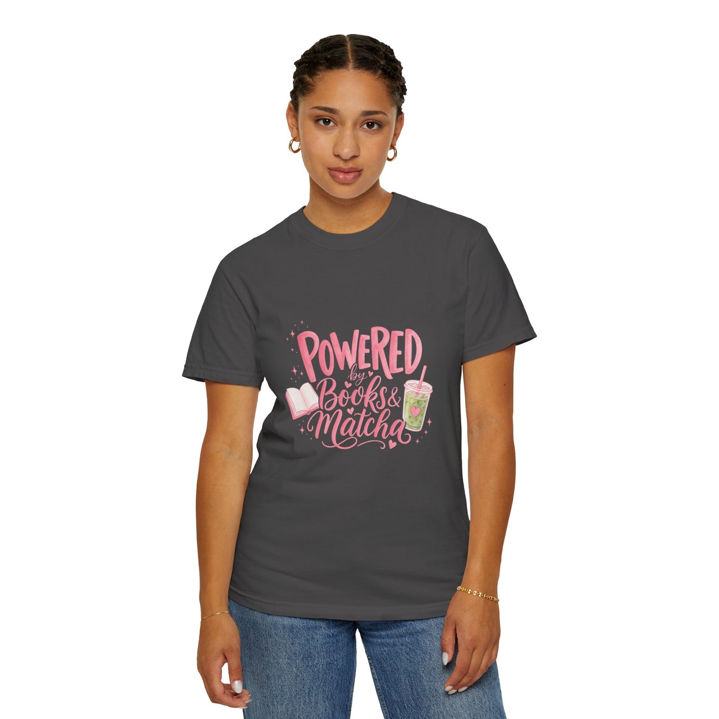 "Powered by Books & Matcha" T-Shirt