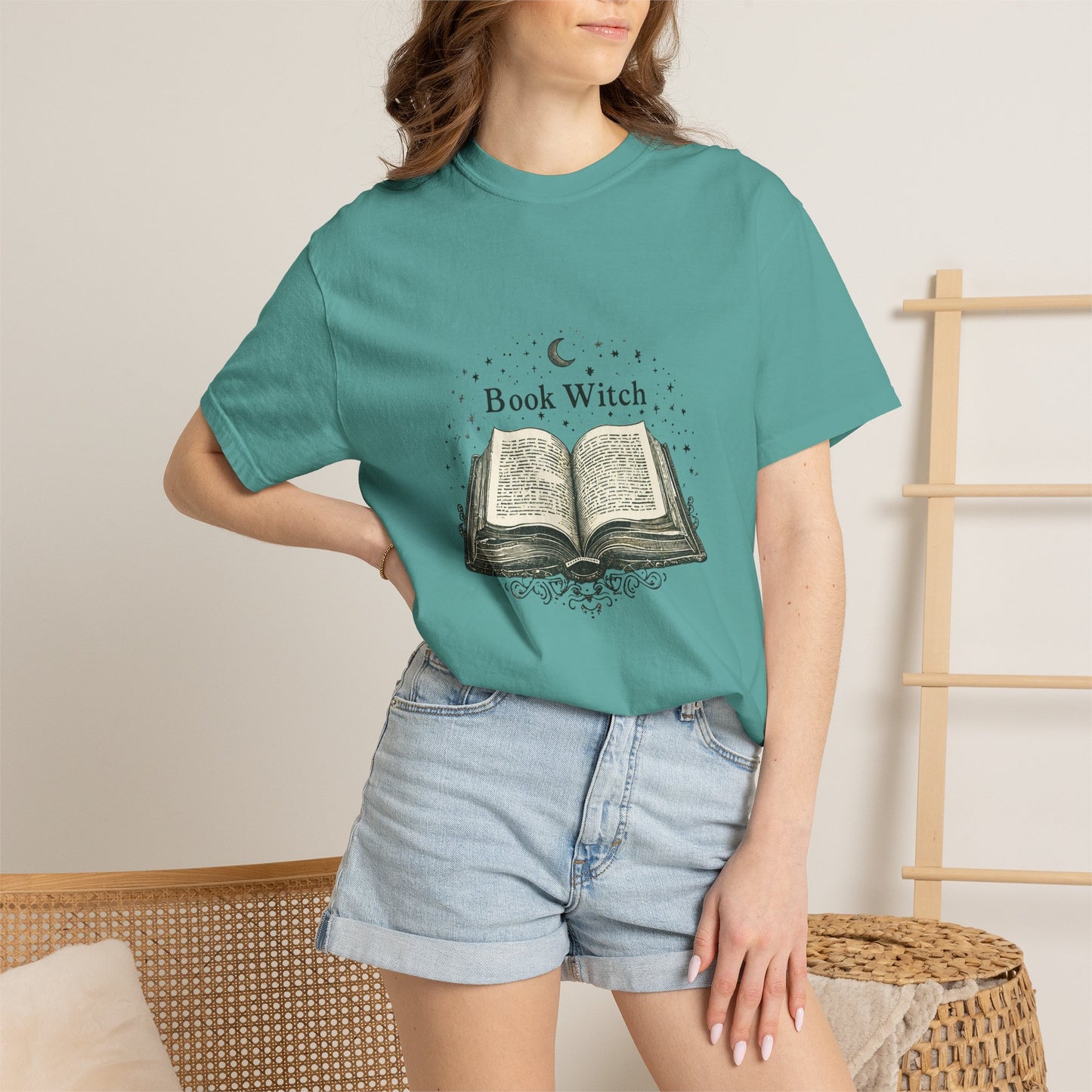 "Book Witch" T-Shirt — Vintage Open Spellbook Design for Readers & Witches