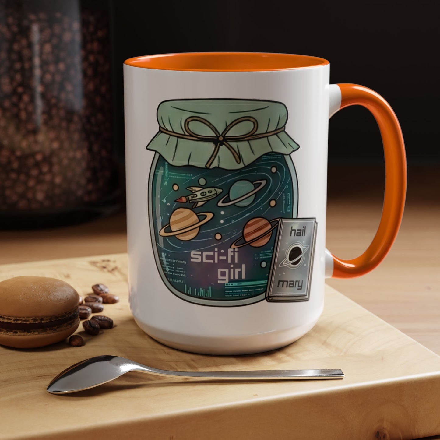 "Sci‑Fi Girl" JamJar Mug — Space Planets Accent Coffee Cup (11/15oz)