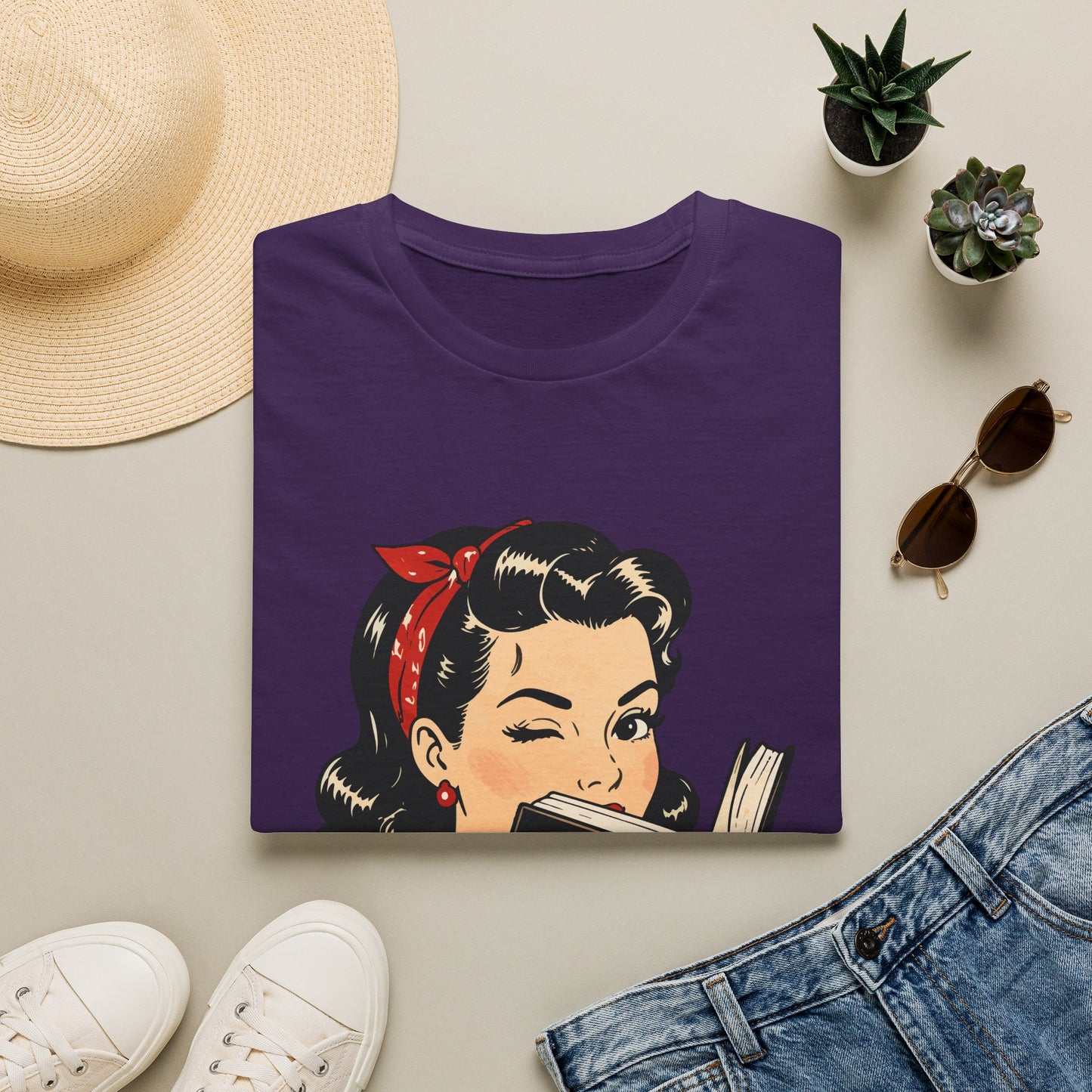 Lightweight Fabric - Vintage Pin-up Reading Tee — "Smutty Content" Graphic T-Shirt
