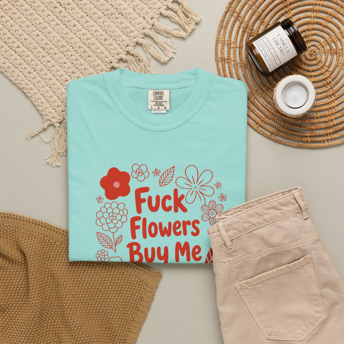 “Fuck Flowers Buy Me Books” Floral Graphic Tee