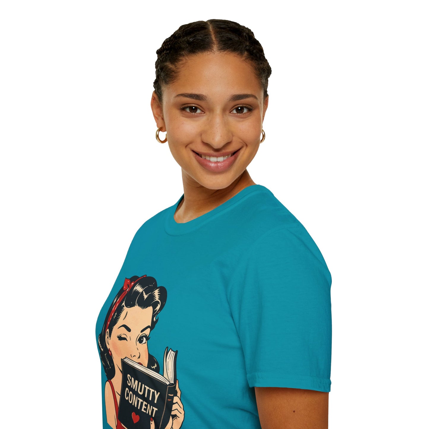 Lightweight Fabric - Vintage Pin-up Reading Tee — "Smutty Content" Graphic T-Shirt