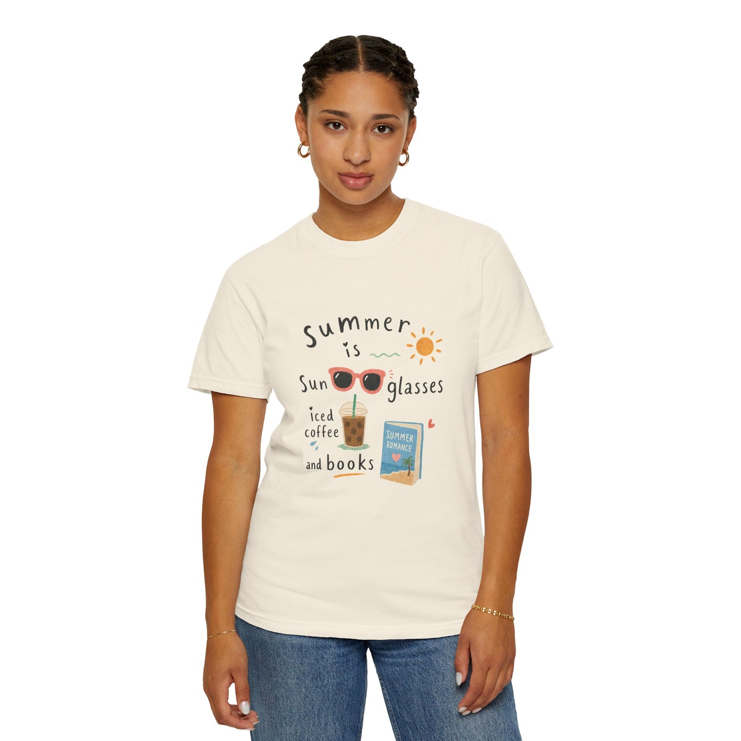 "Summer Is Sunglasses, Iced Coffee & Books" T-Shirt
