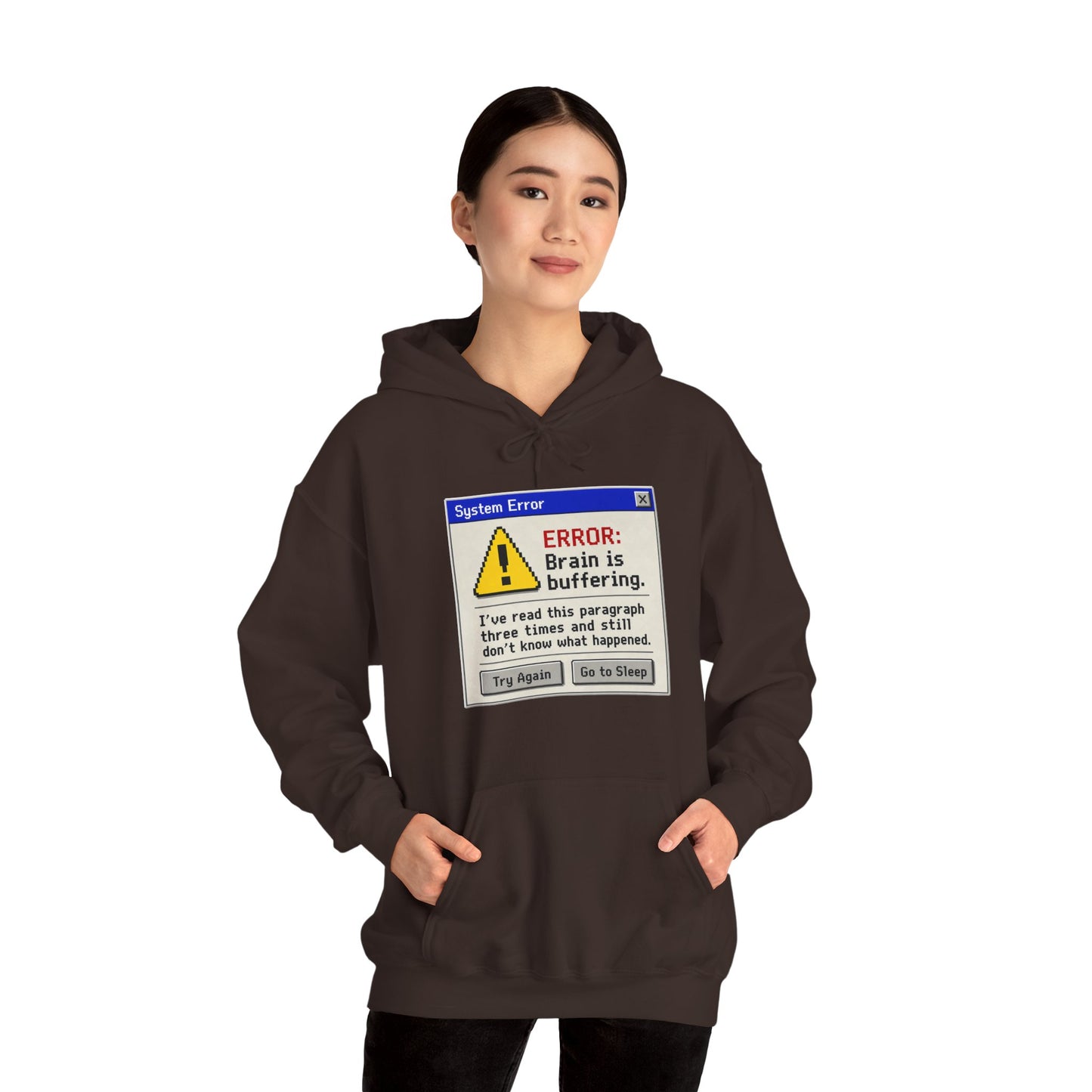 Neurospicy "ERROR: Brain is buffering" Retro Computer Alert Graphic Hoodie