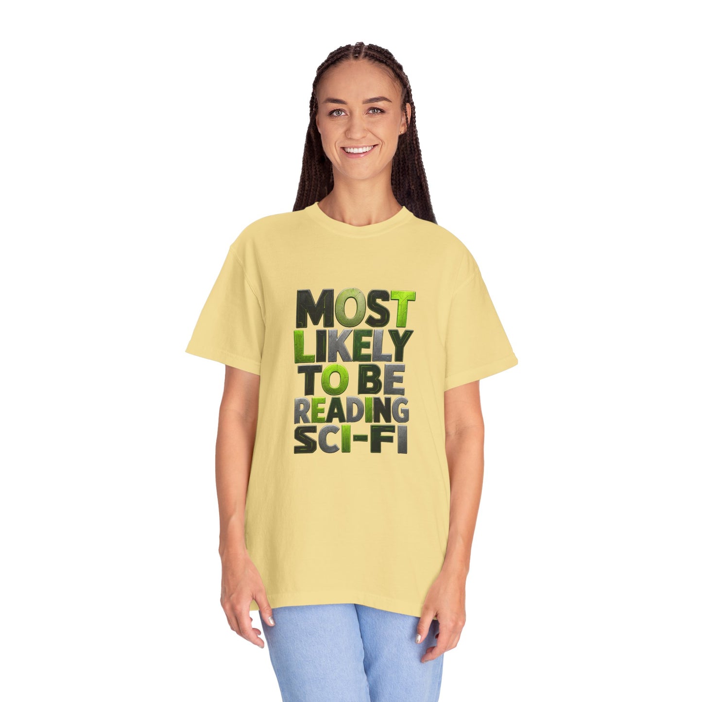 "Most Likely To Be Reading Sci‑Fi" T-Shirt for Science Fiction Book Lovers