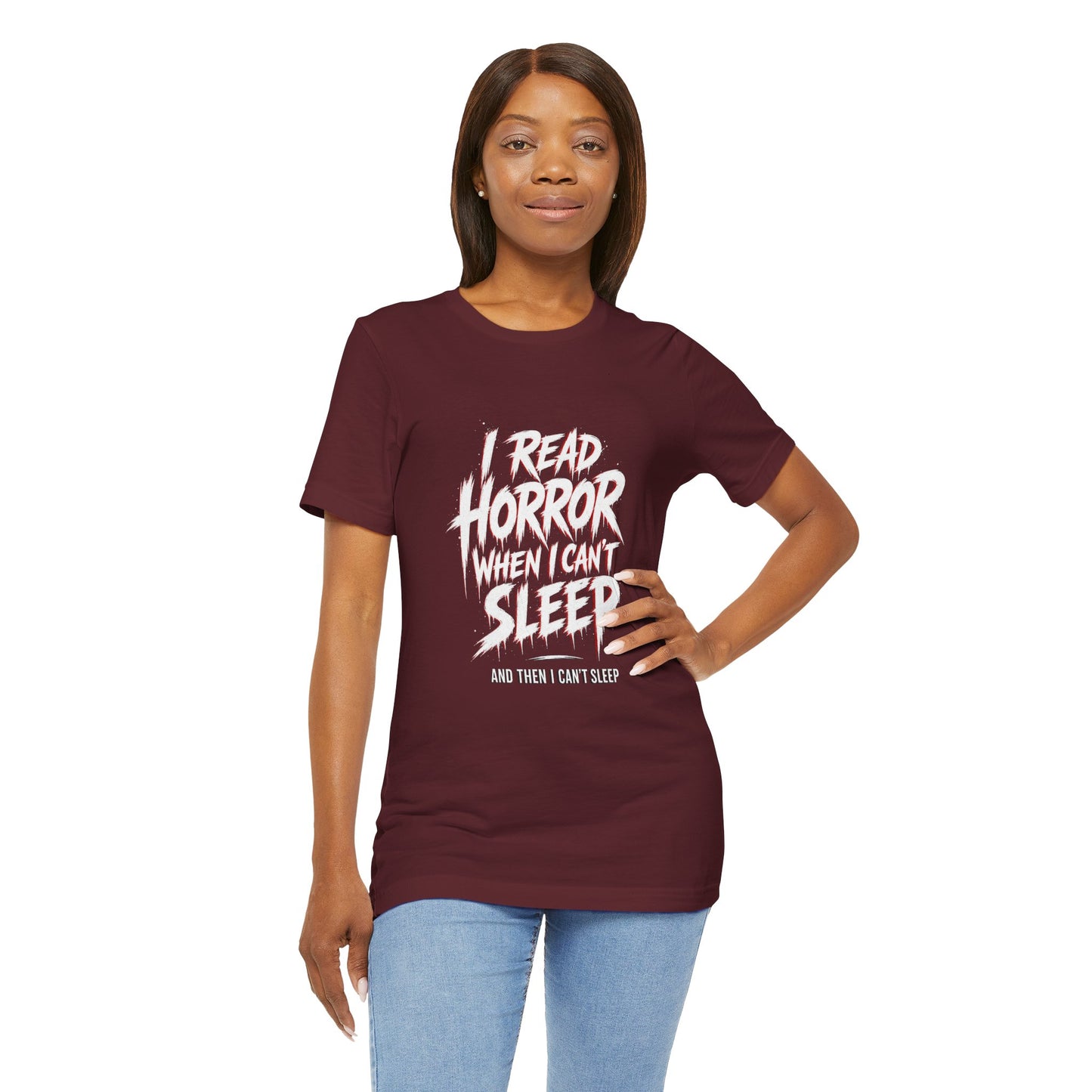 Airlume Cotton - Horror Reader Tee — "I Read Horror When I Can’t Sleep" Graphic T-Shirt