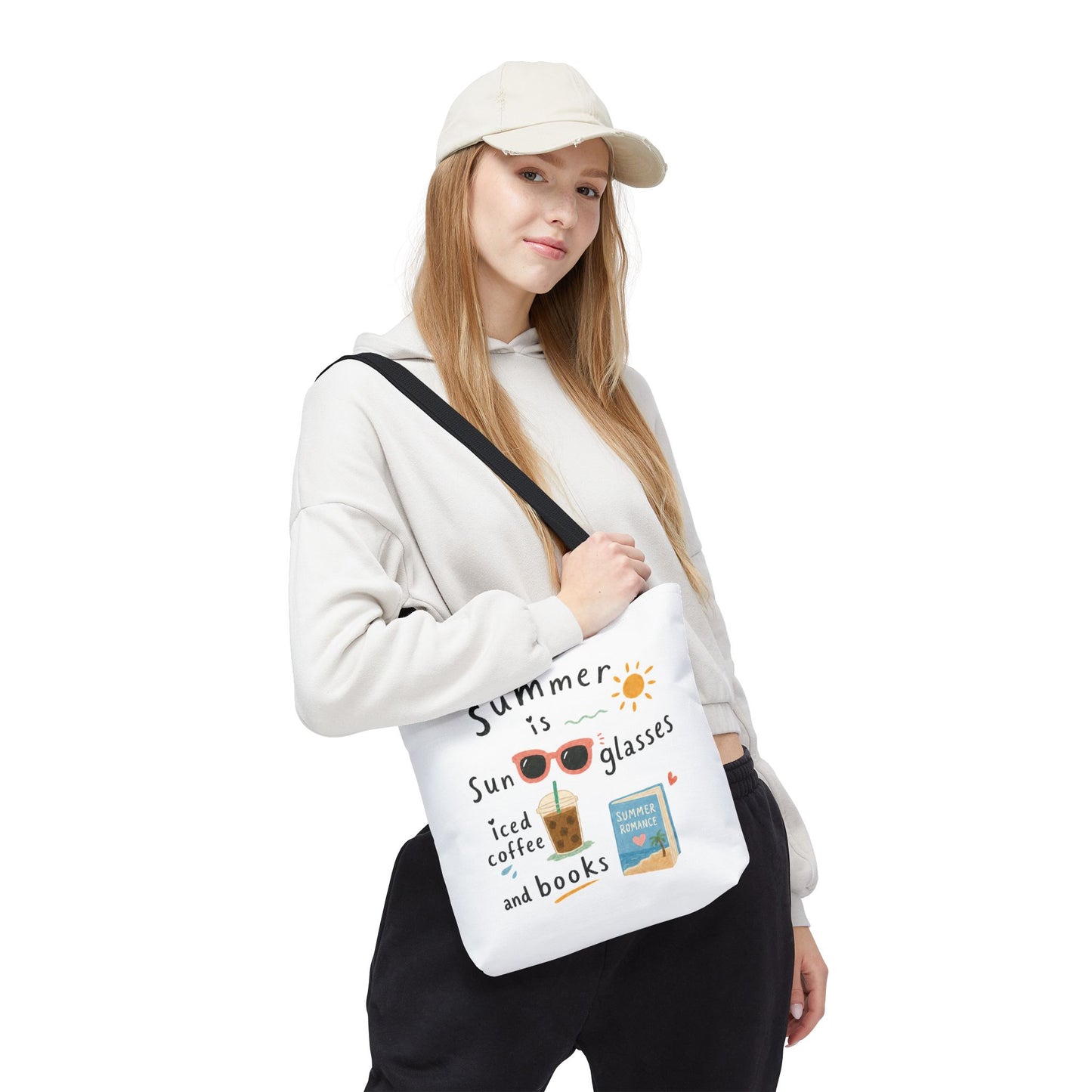 Summer Tote Bag — “Summer is Sunglasses, Iced Coffee and Books” Beach Book Bag