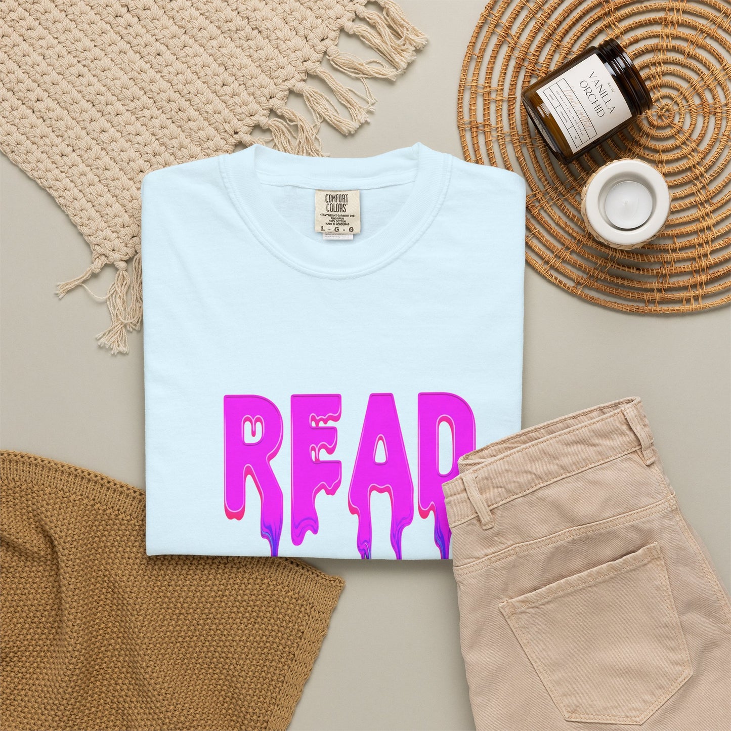 "READ" Dripping Graphic T-Shirt — Psychedelic Melting Book Design