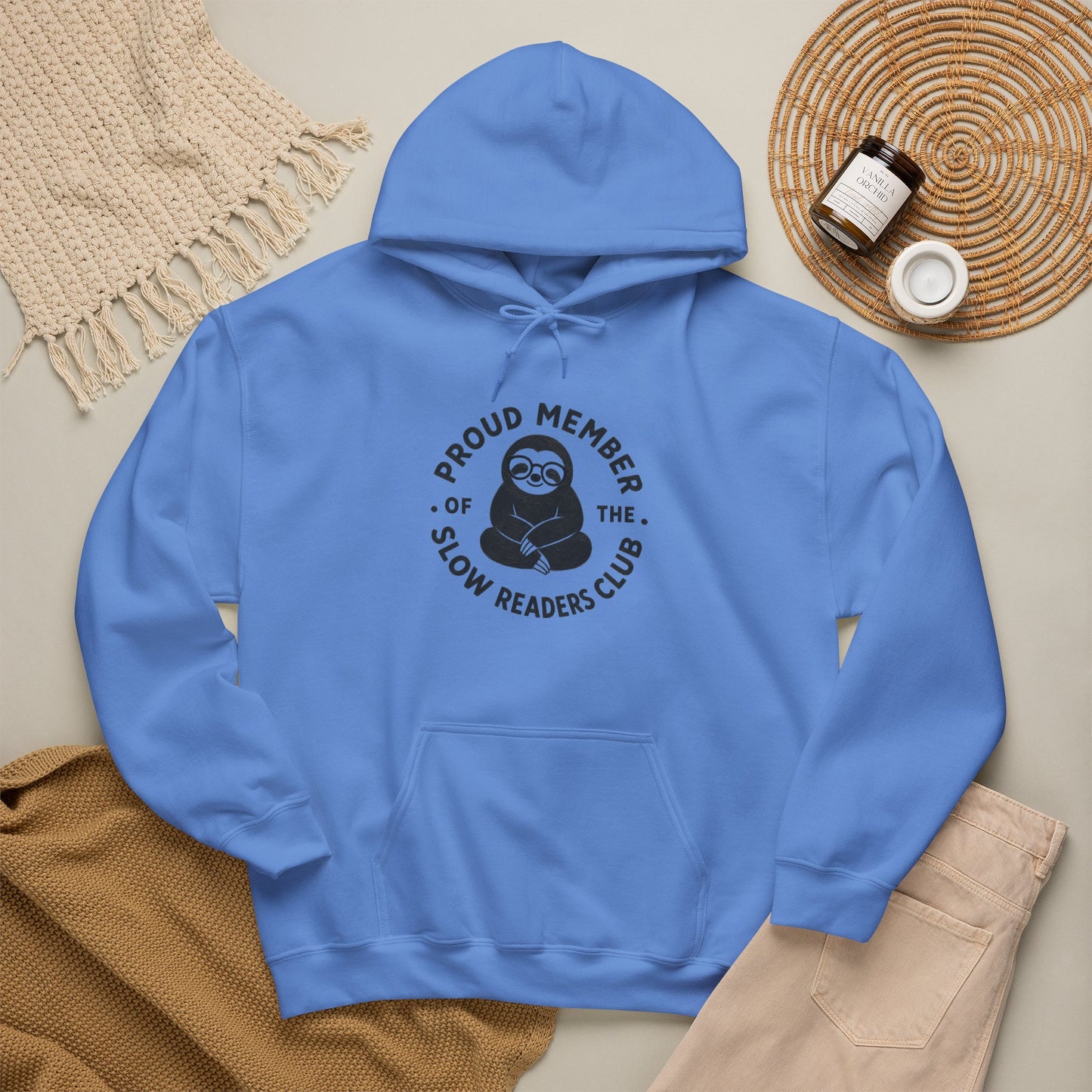 "Proud Member of the Slow Readers Club" Sloth Reading Hoodie