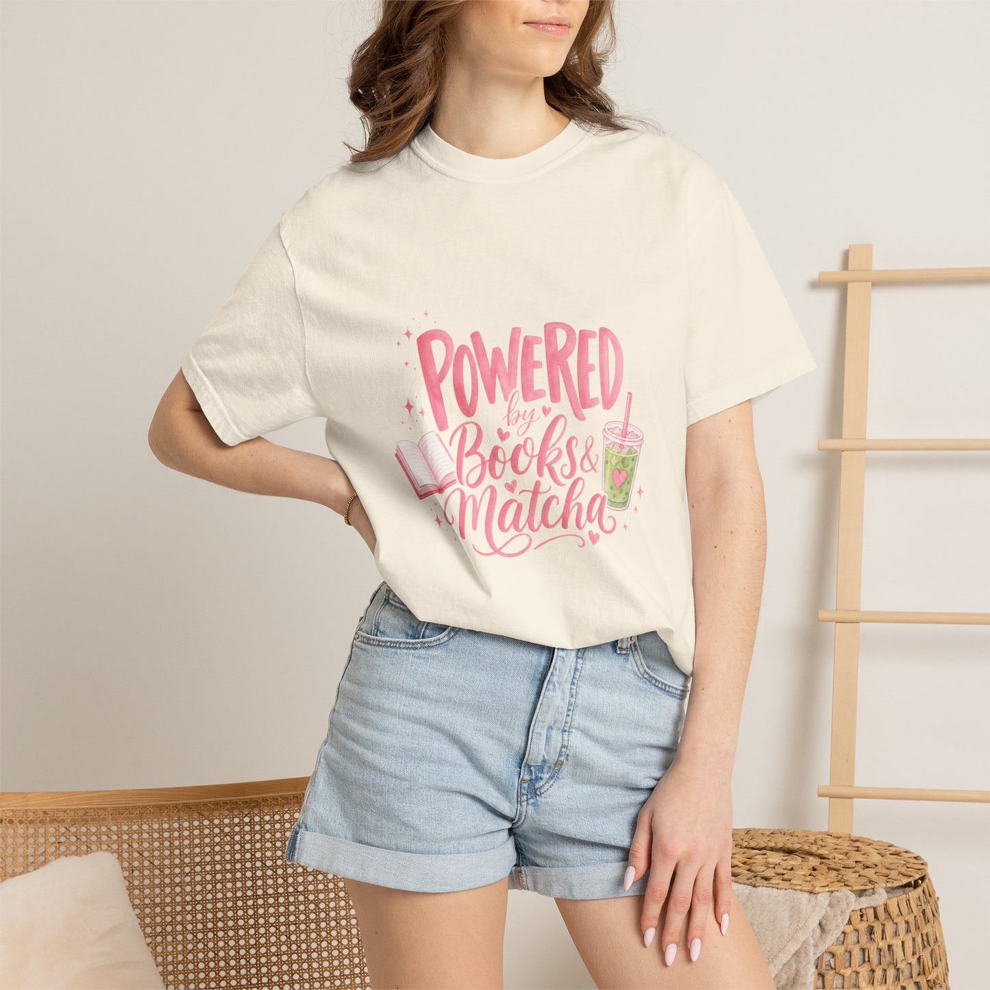 "Powered by Books & Matcha" T-Shirt
