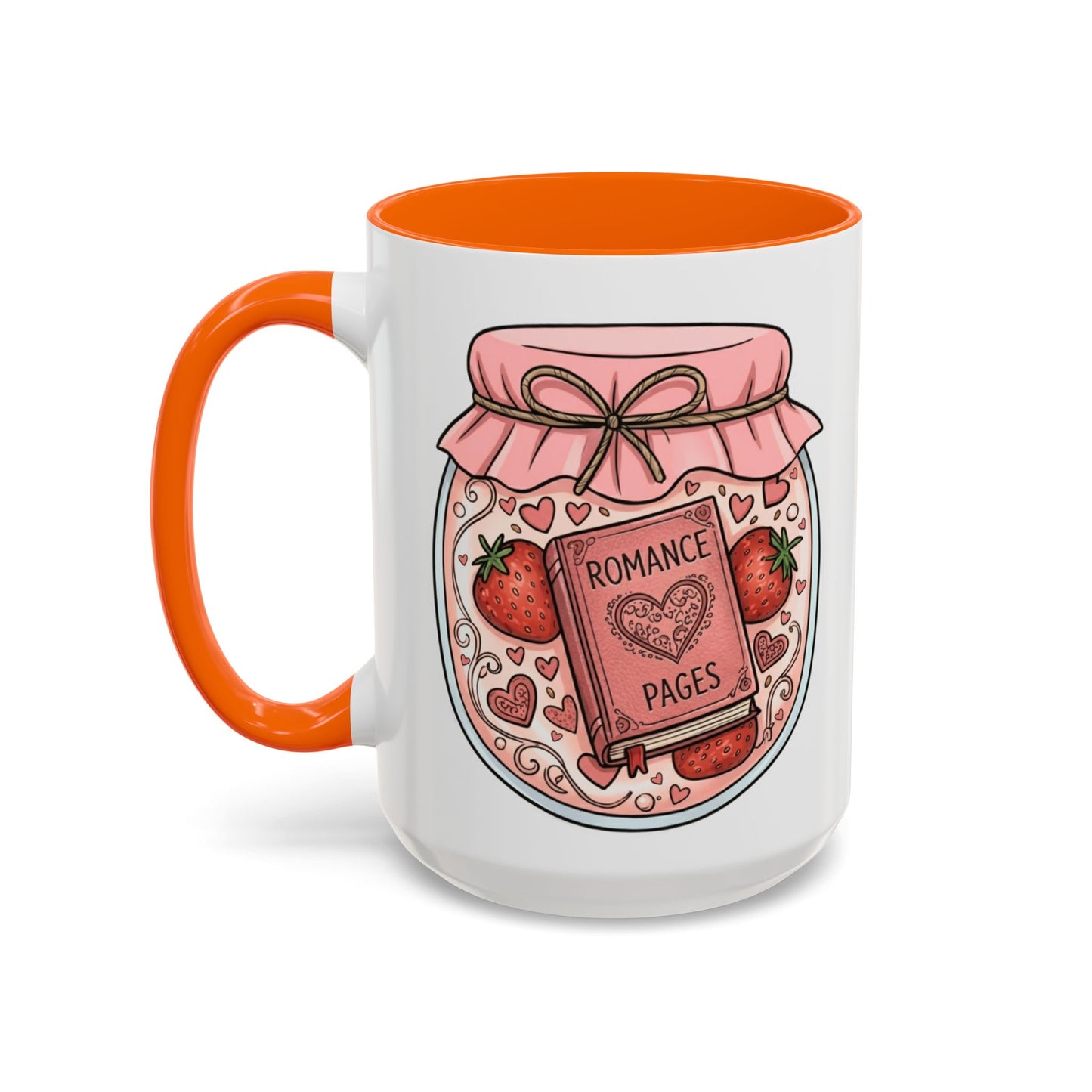 "Romance Pages" Jam Jar Coffee Mug — Cute Strawberry Jam Romance Readers Mug (11/15oz)
