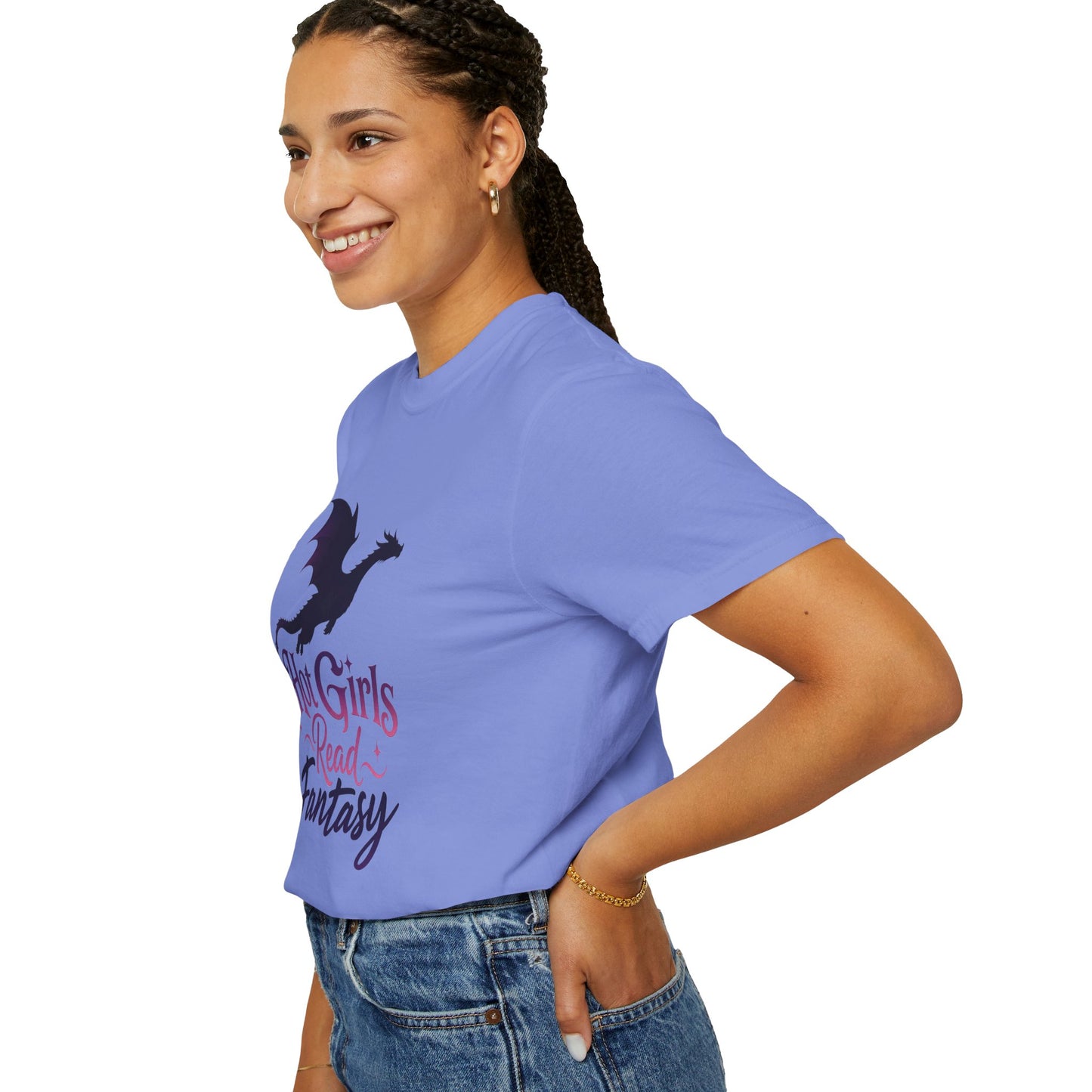 Fantasy Reader T‑Shirt — "Hot Girls Read Fantasy" Dragon Graphic