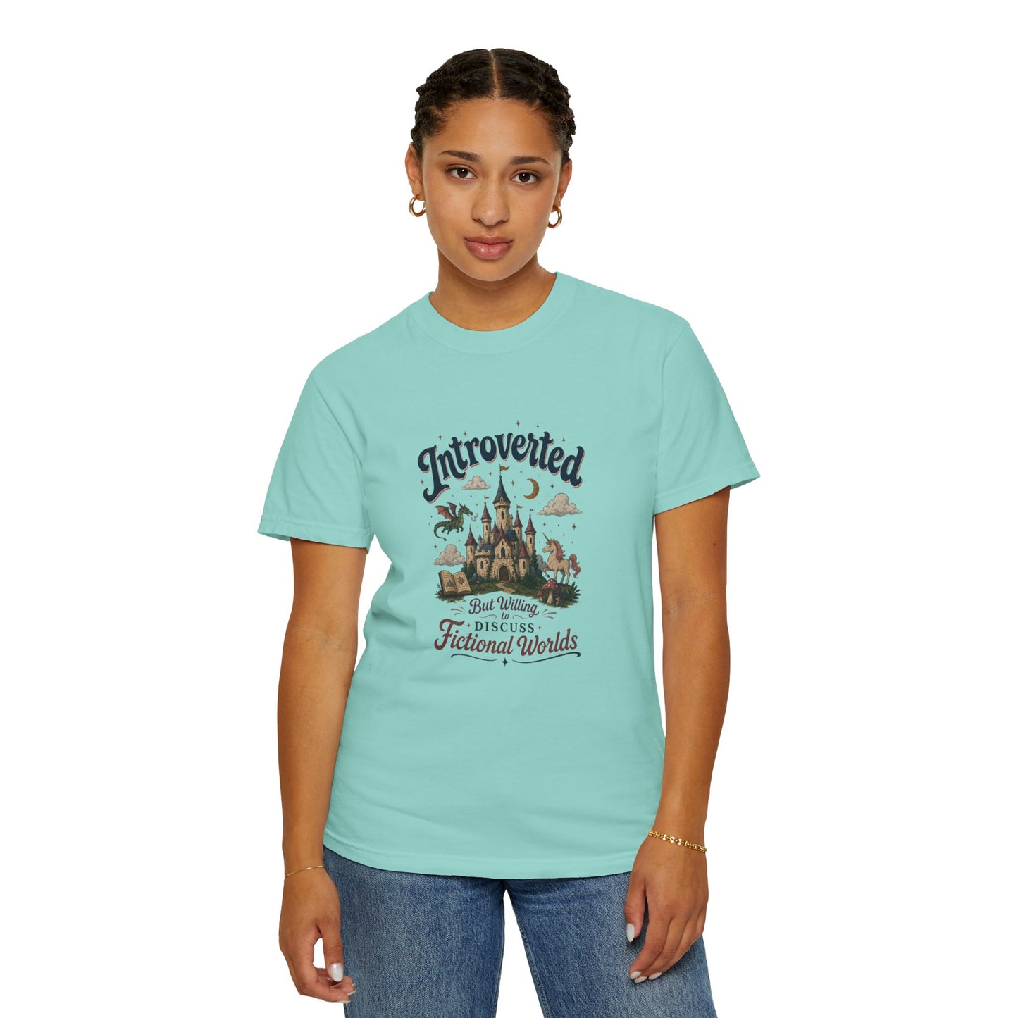 "Introverted But Willingly Discuss Fictional Worlds" Fantasy Lovers T-Shirt