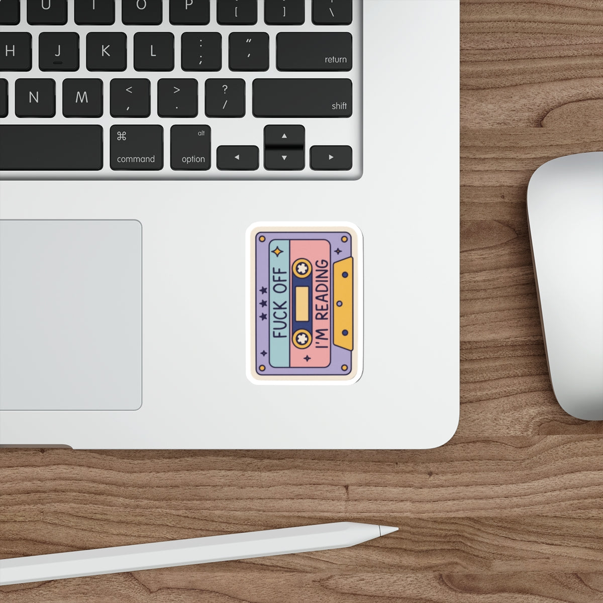 Die-Cut Sticker — Retro Cassette “Fuck Off I’m Reading” | Book Lover Laptop Decal