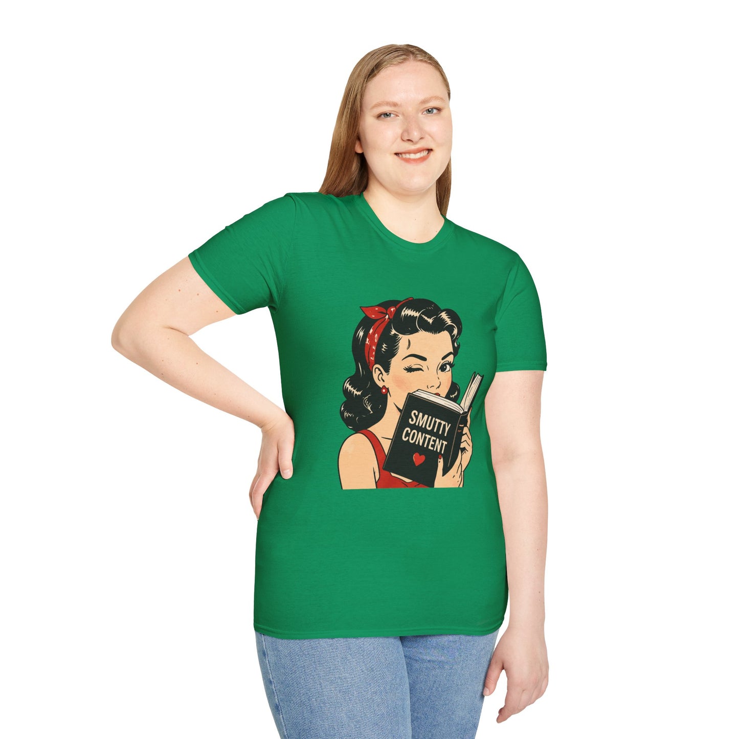 Lightweight Fabric - Vintage Pin-up Reading Tee — "Smutty Content" Graphic T-Shirt