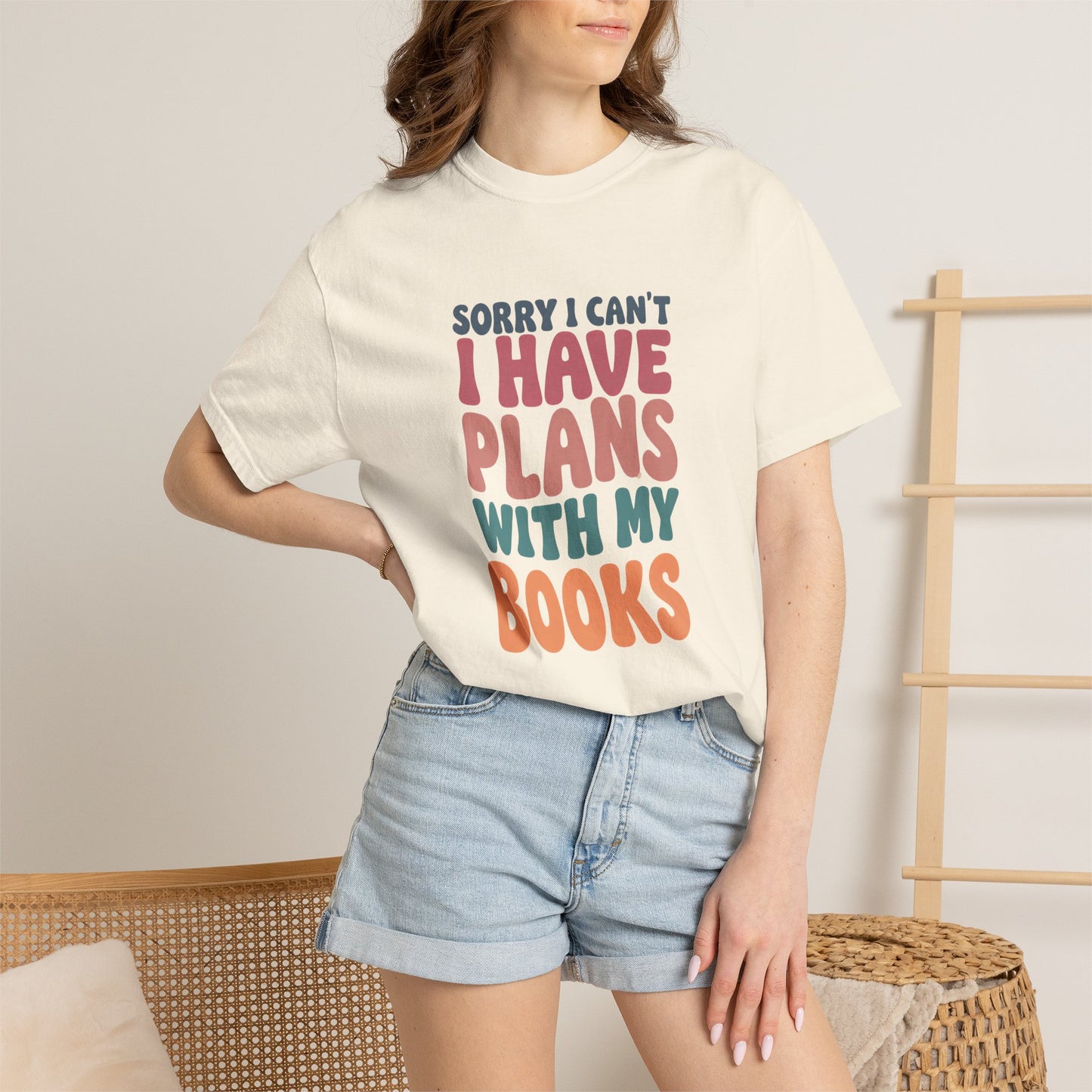 Book Lover T-Shirt — "Sorry I Can't, I Have Plans With My Books" Graphic Tee