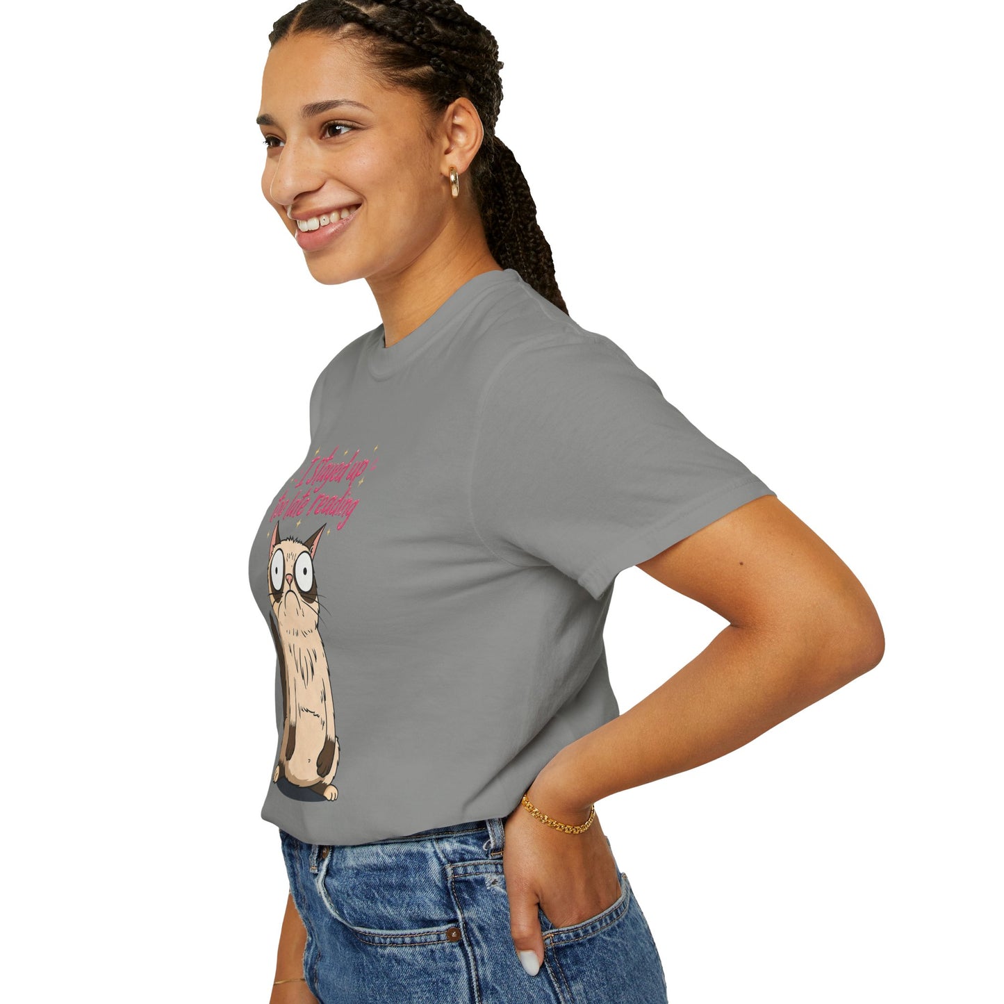 "I Stayed Up Too Late Reading" Cat T-Shirt — Cute Book Lover Graphic Tee
