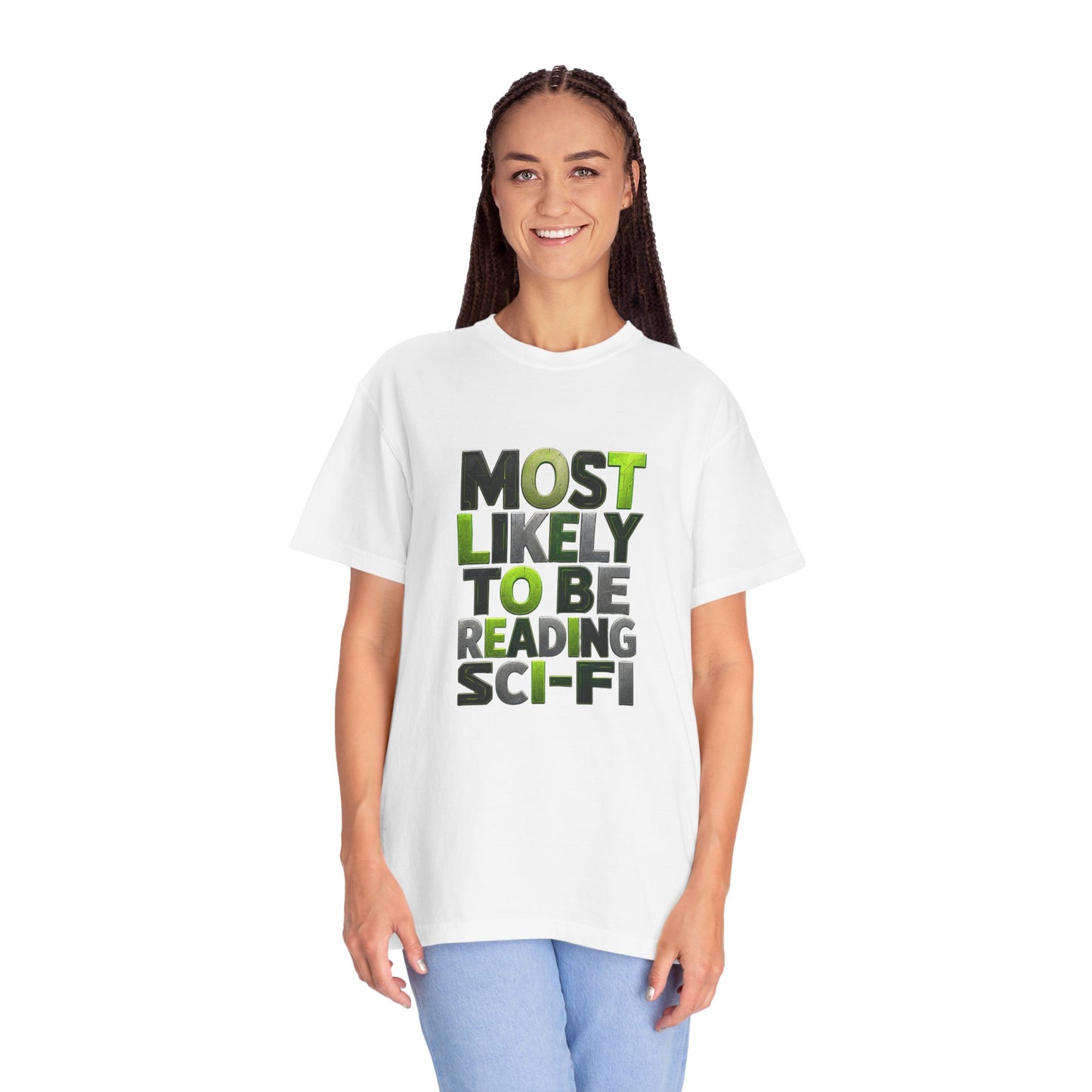 "Most Likely To Be Reading Sci‑Fi" T-Shirt for Science Fiction Book Lovers