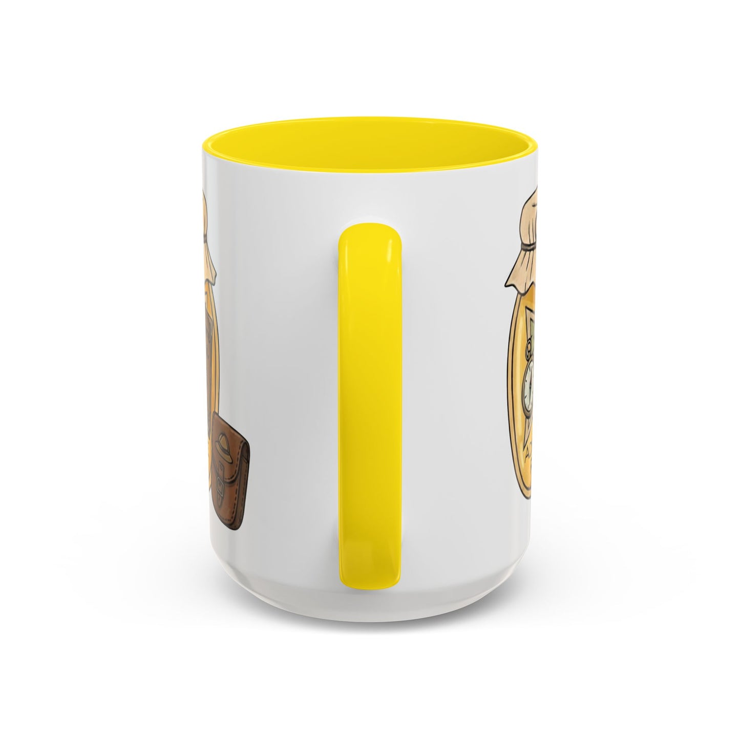 "Adventure Reader" Accent Coffee Mug — Bookish Travel Compass & Treasure Jam Jar Design