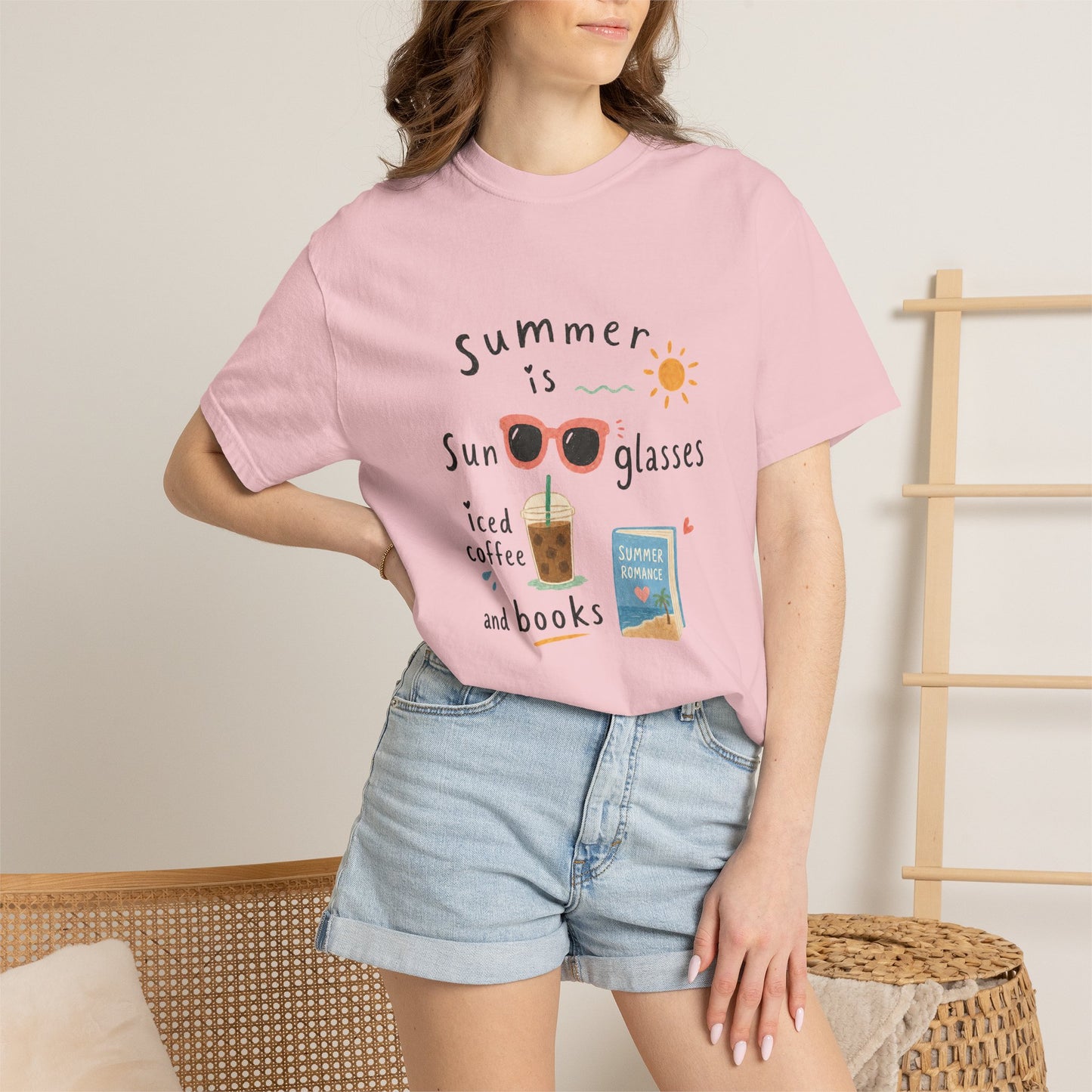 "Summer Is Sunglasses, Iced Coffee & Books" T-Shirt