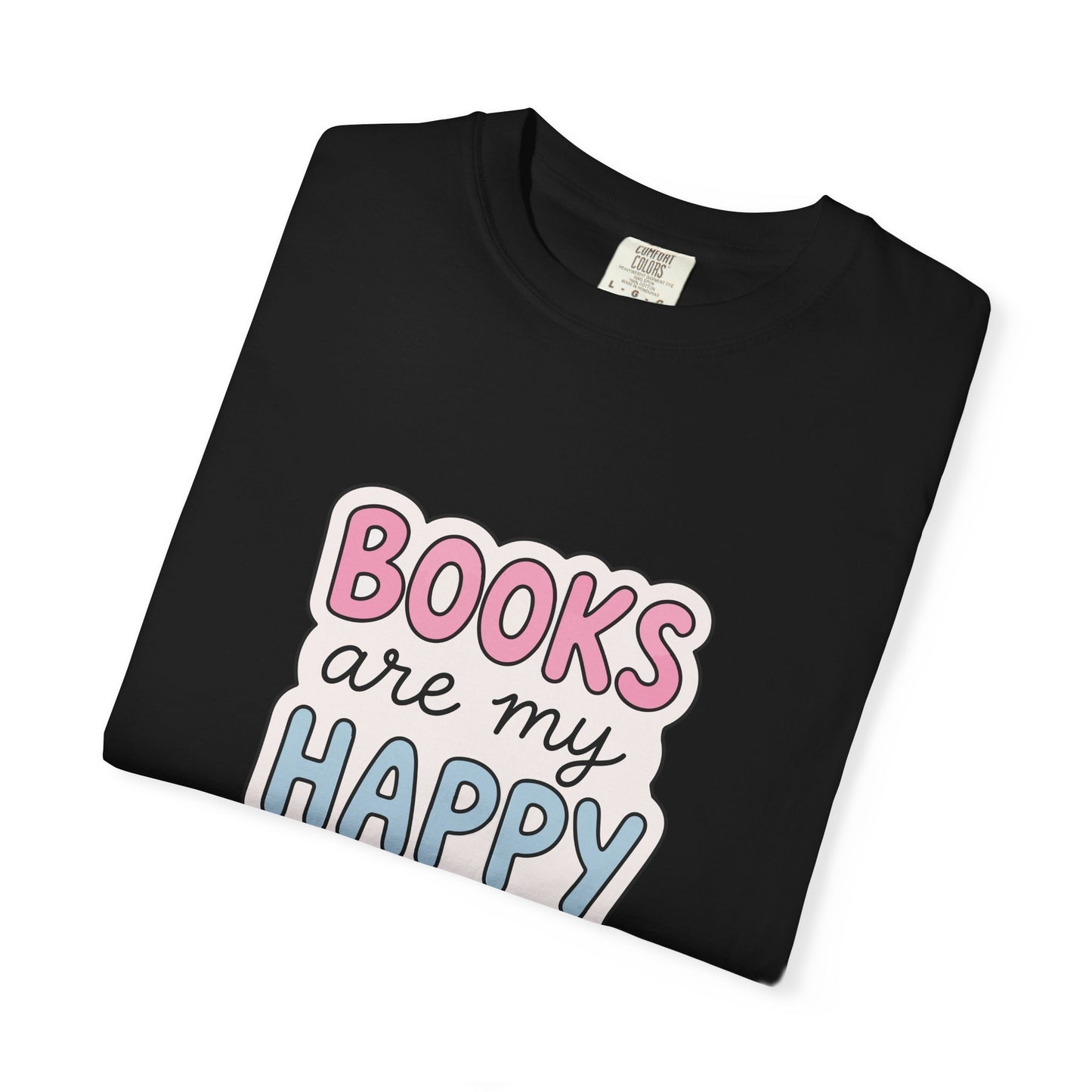 "Books Are My Happy Place" T-Shirt — Cute Pastel Reader Tee
