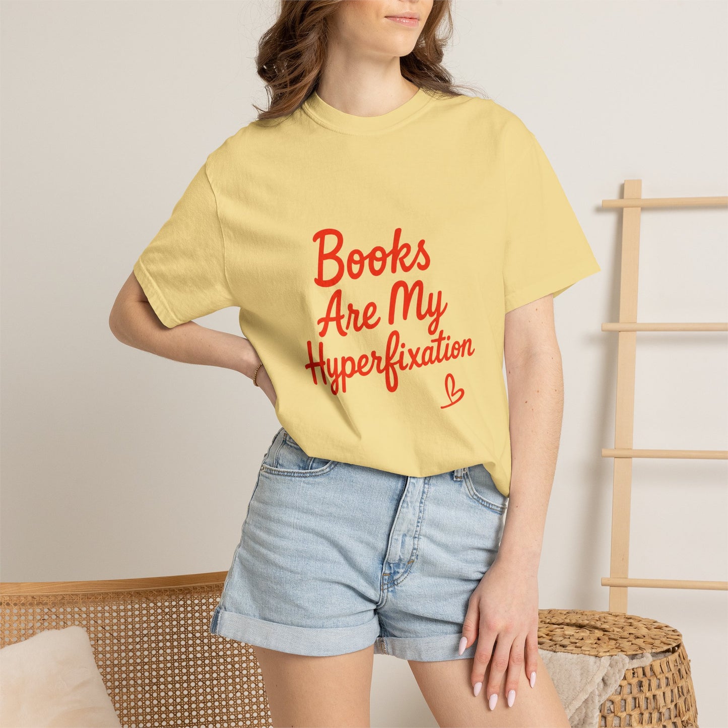 Books Are My Hyperfixation T-Shirt — Cute Red Script Reading Tee for Book Lovers