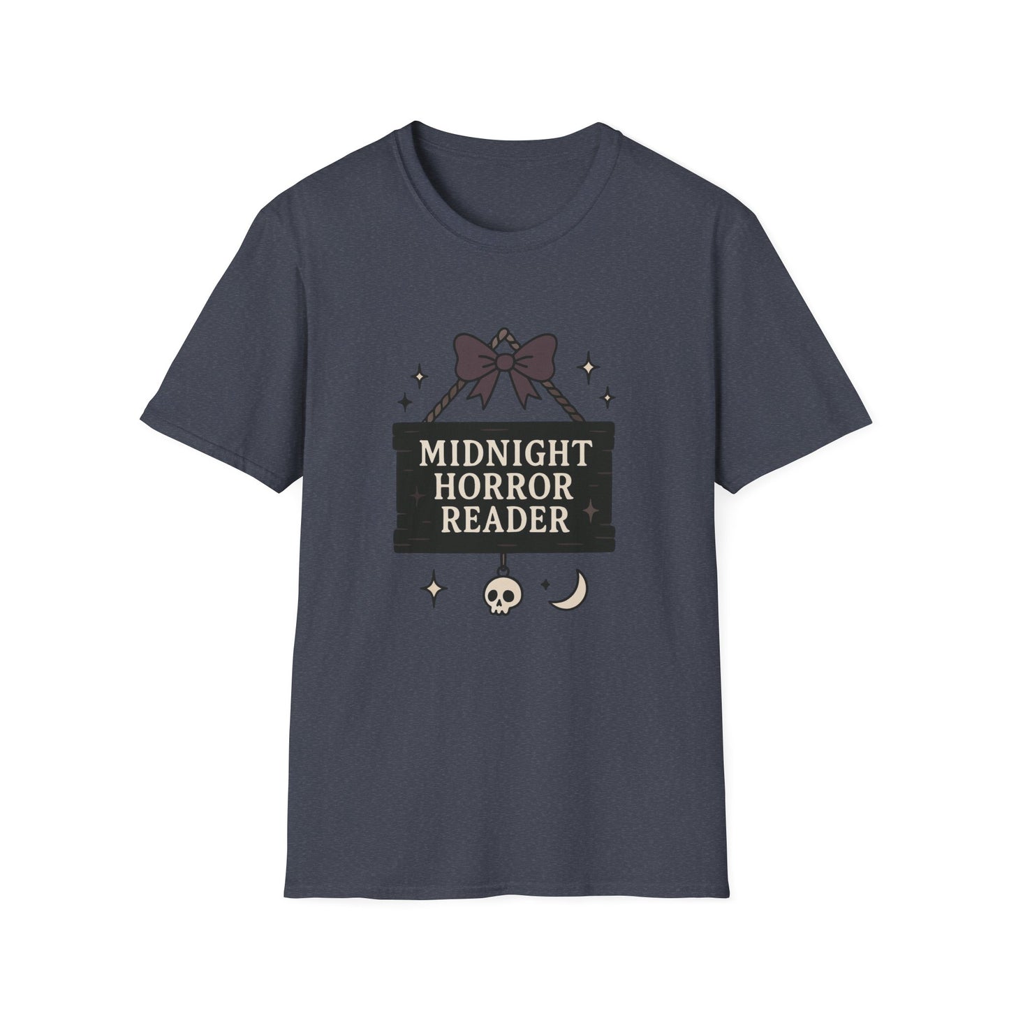 Lightweight Fabric - "Midnight Horror Reader" T-Shirt — Spooky Book Lover Graphic Tee