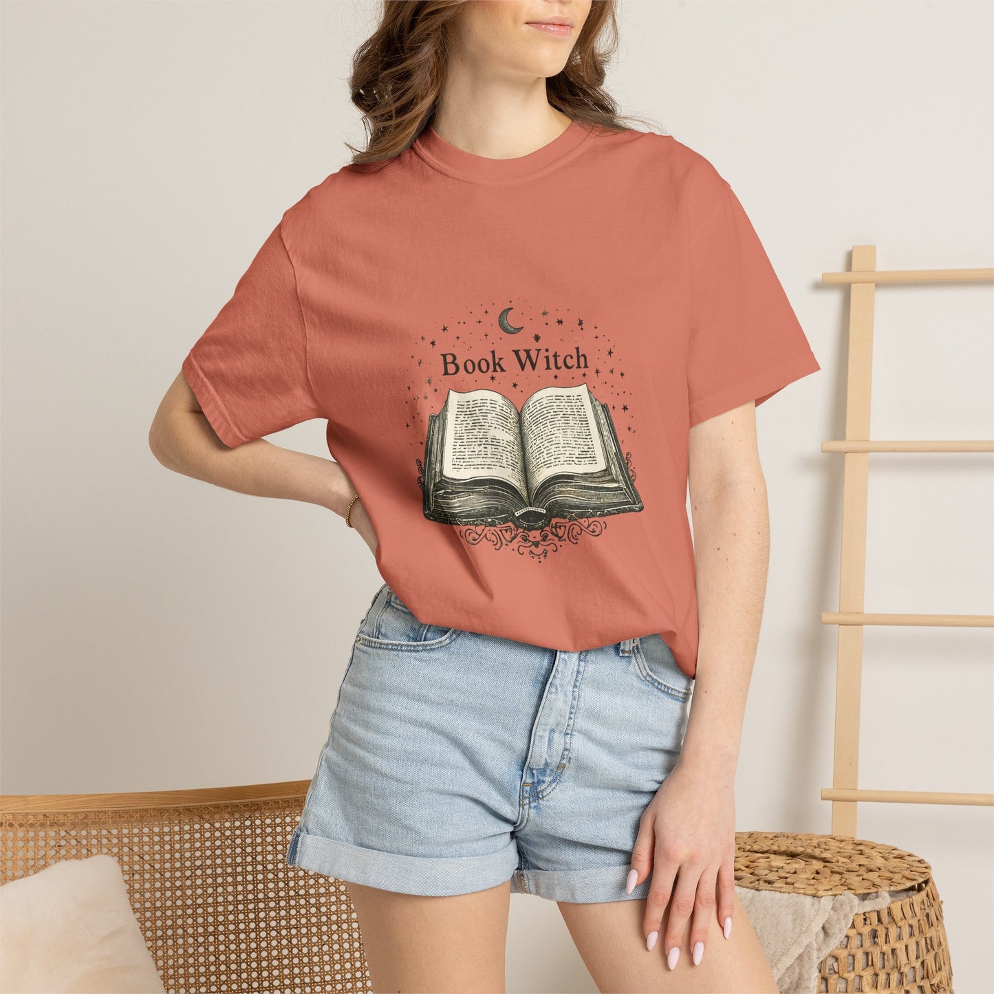 "Book Witch" T-Shirt — Vintage Open Spellbook Design for Readers & Witches