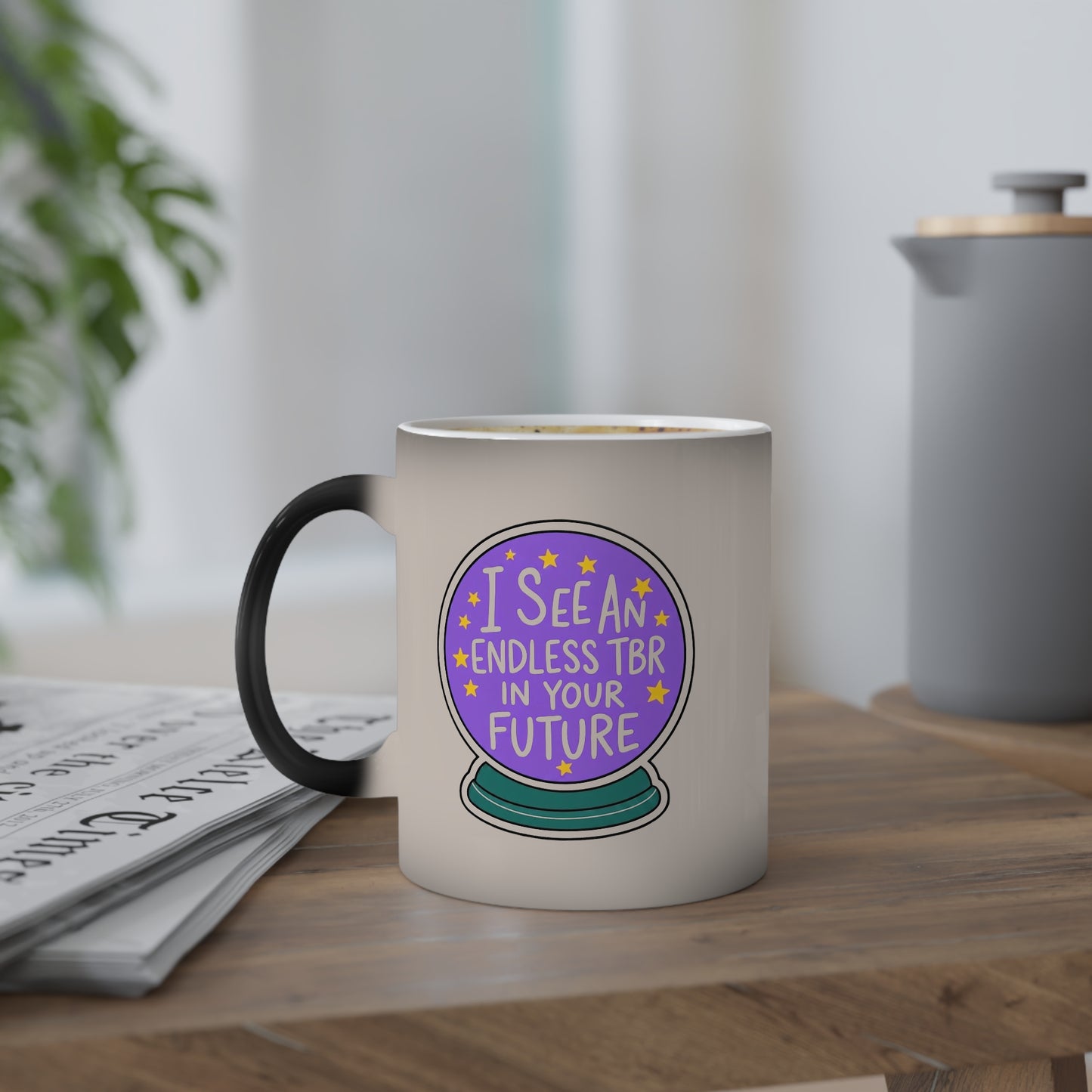 Colour-Changing Mug — “I See An Endless TBR in Your Future” Crystal Ball Design, 11oz