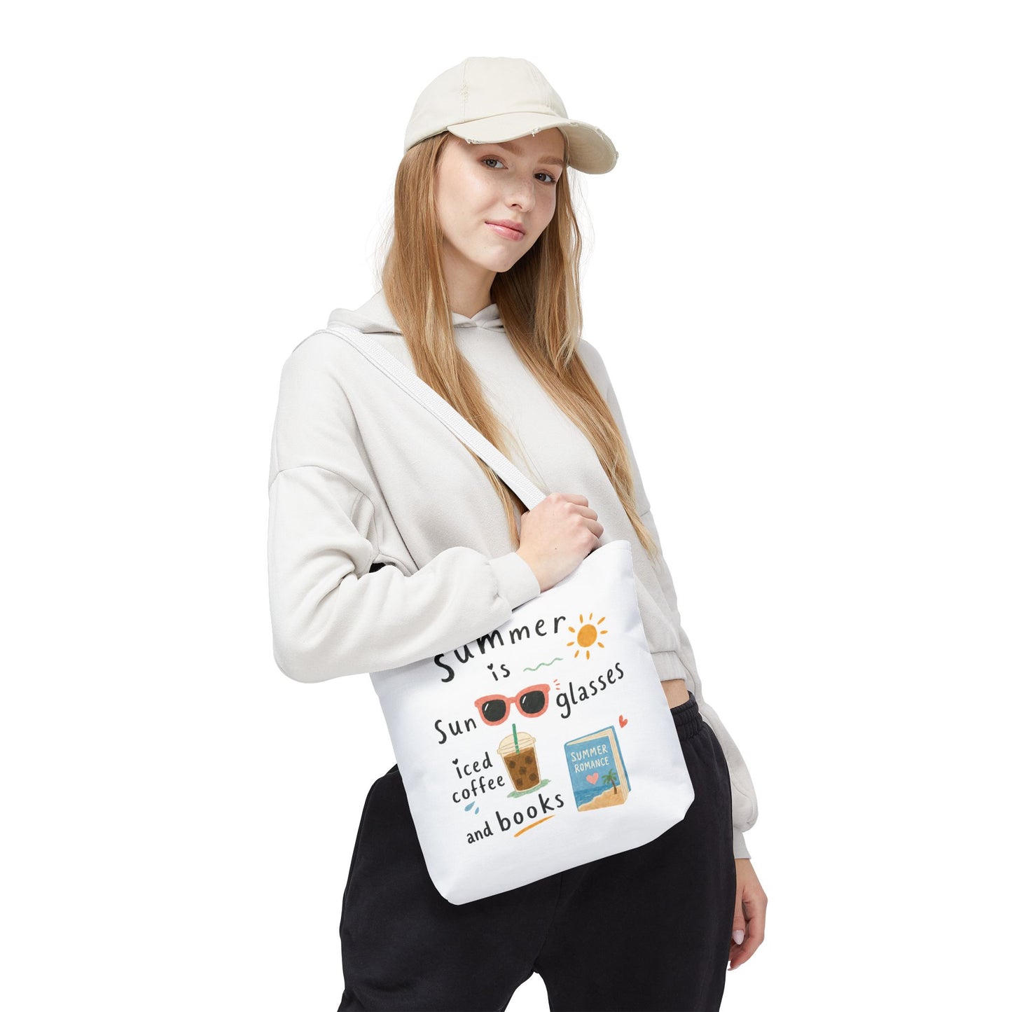 Summer Tote Bag — “Summer is Sunglasses, Iced Coffee and Books” Beach Book Bag