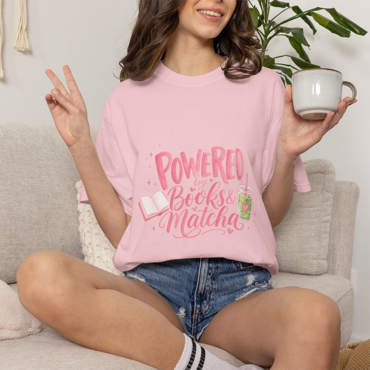 "Powered by Books & Matcha" T-Shirt