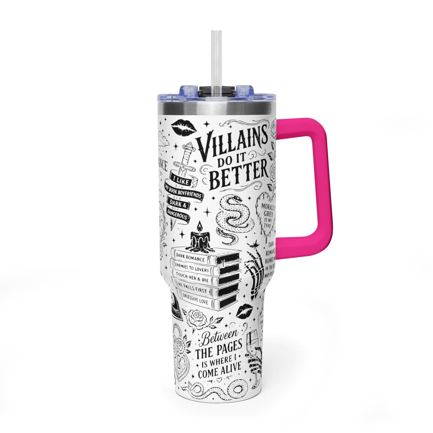 40oz Tumbler — "In My Dark Romance Era (Probably Smut)" Graphic Vacuum Travel Mug